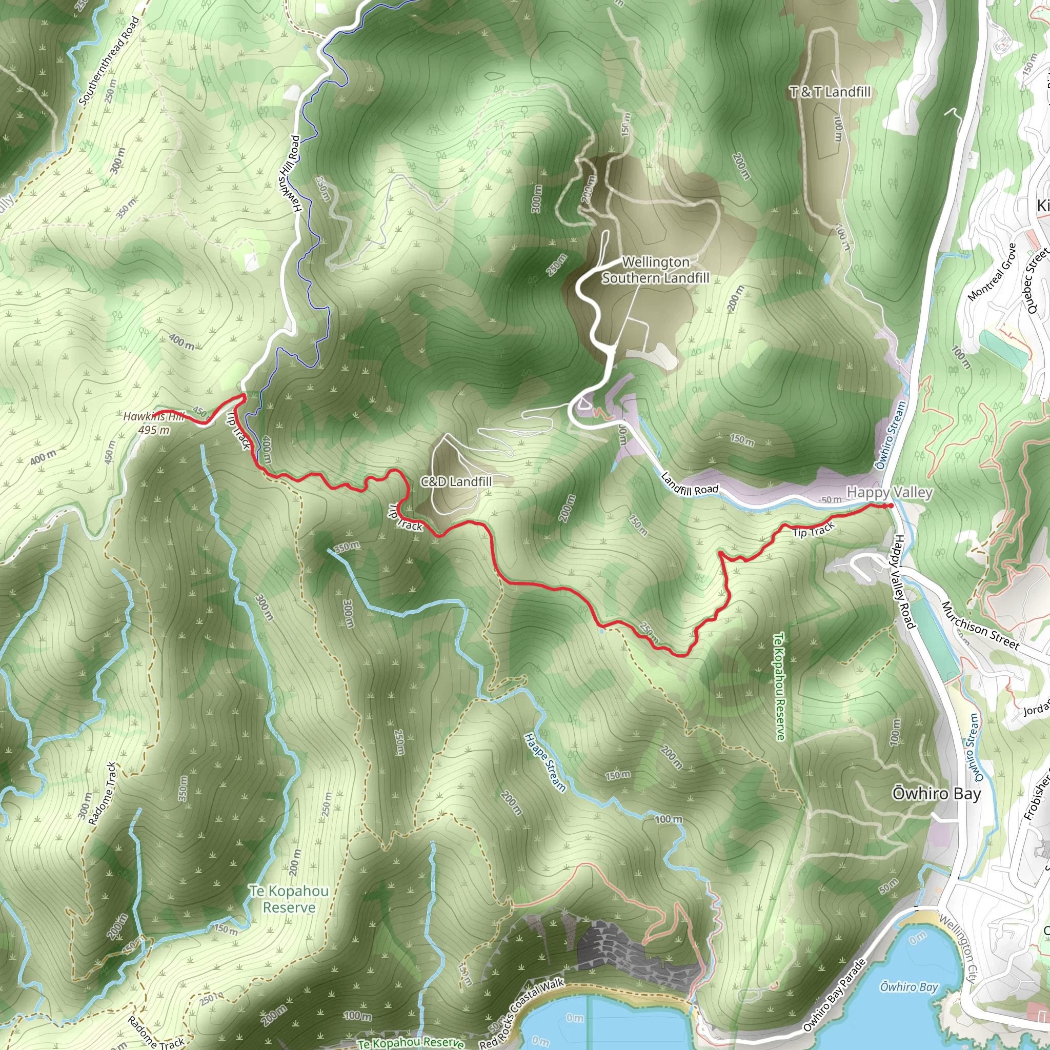 Tip Track to Hawkins Hill mobile static map