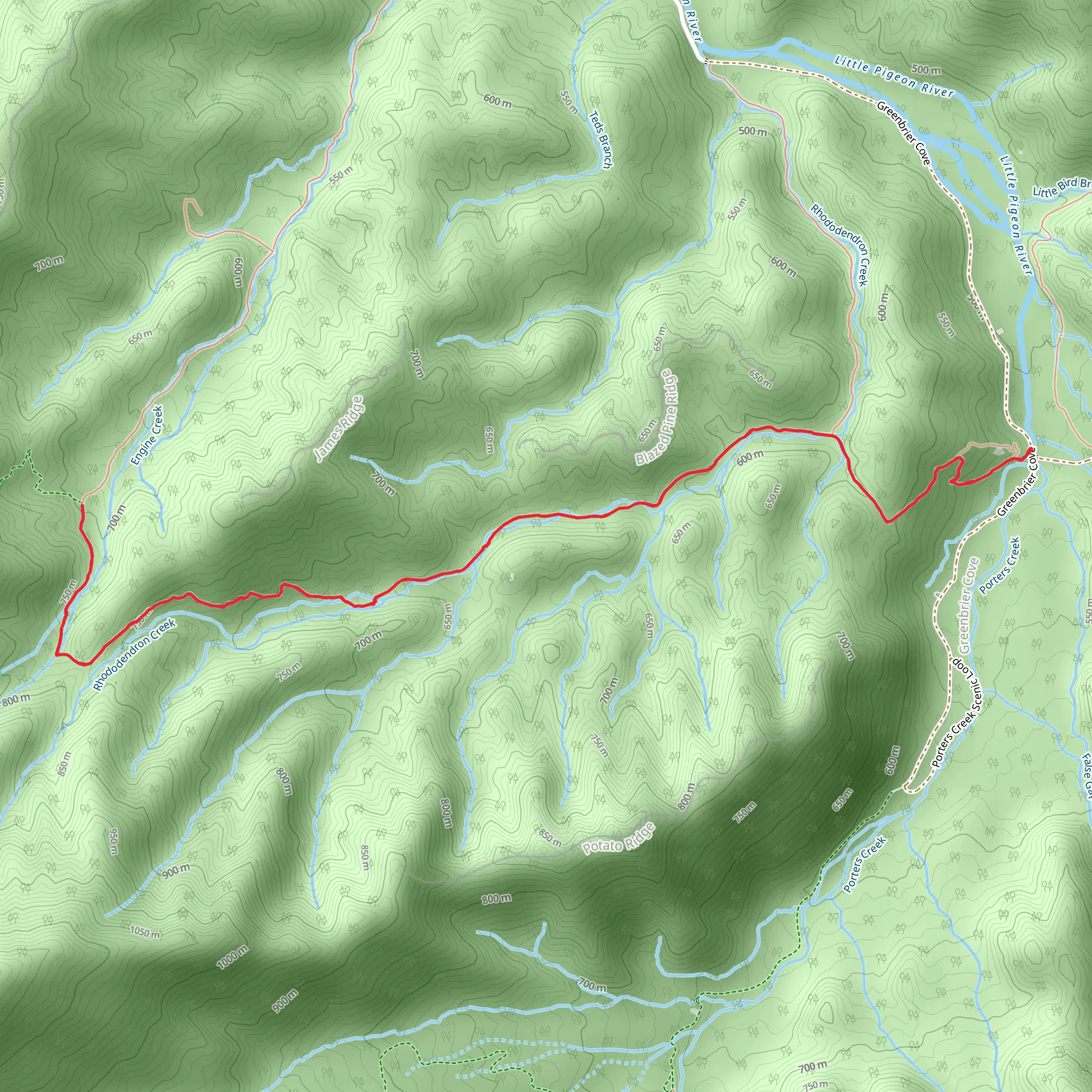 James Gap via Grapeyard Ridge Trail mobile static map