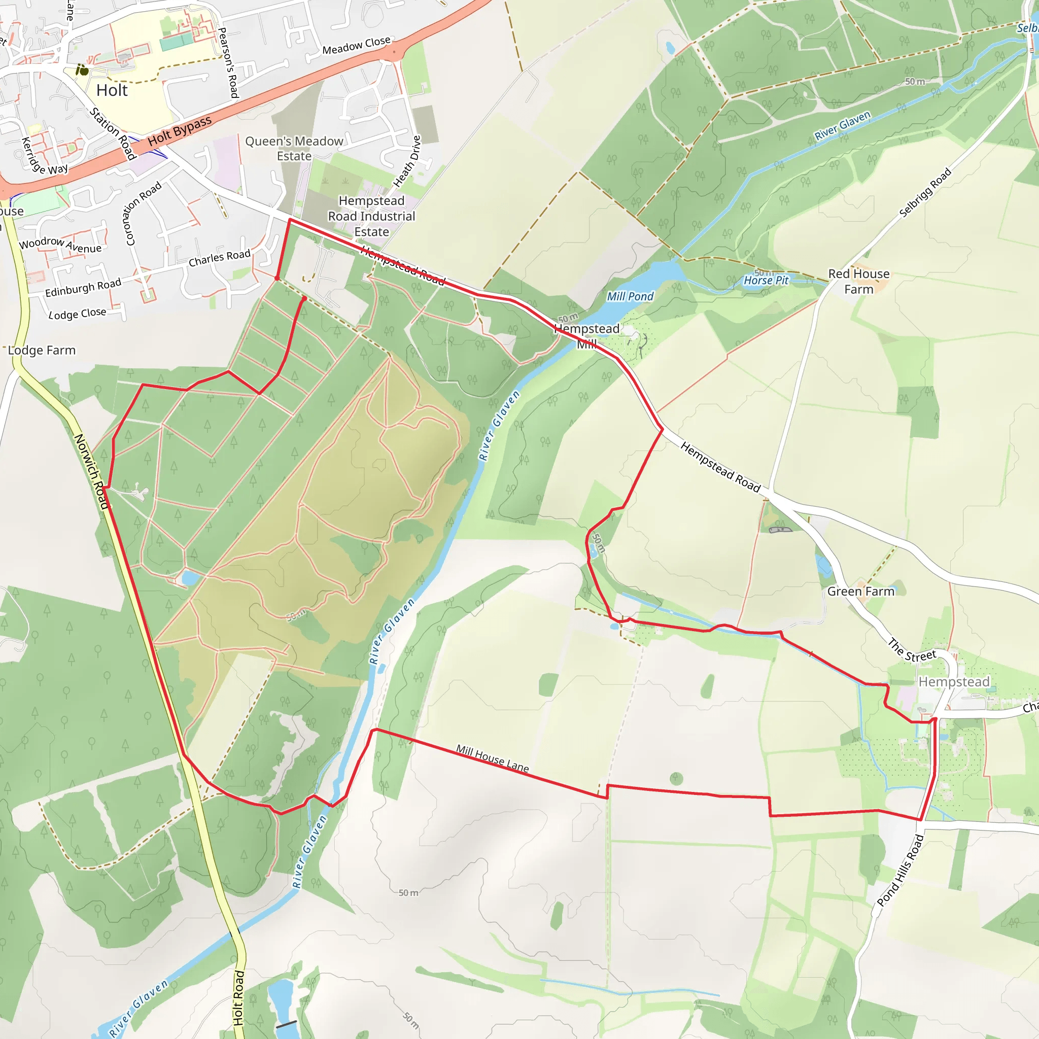 Holt Country Park Loop mobile static map