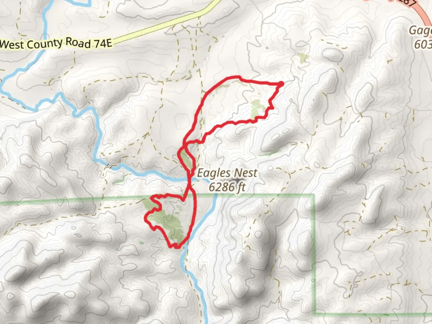 An image depicting the trail OT Loop via Triple Bar Trail and its surrounding area.
