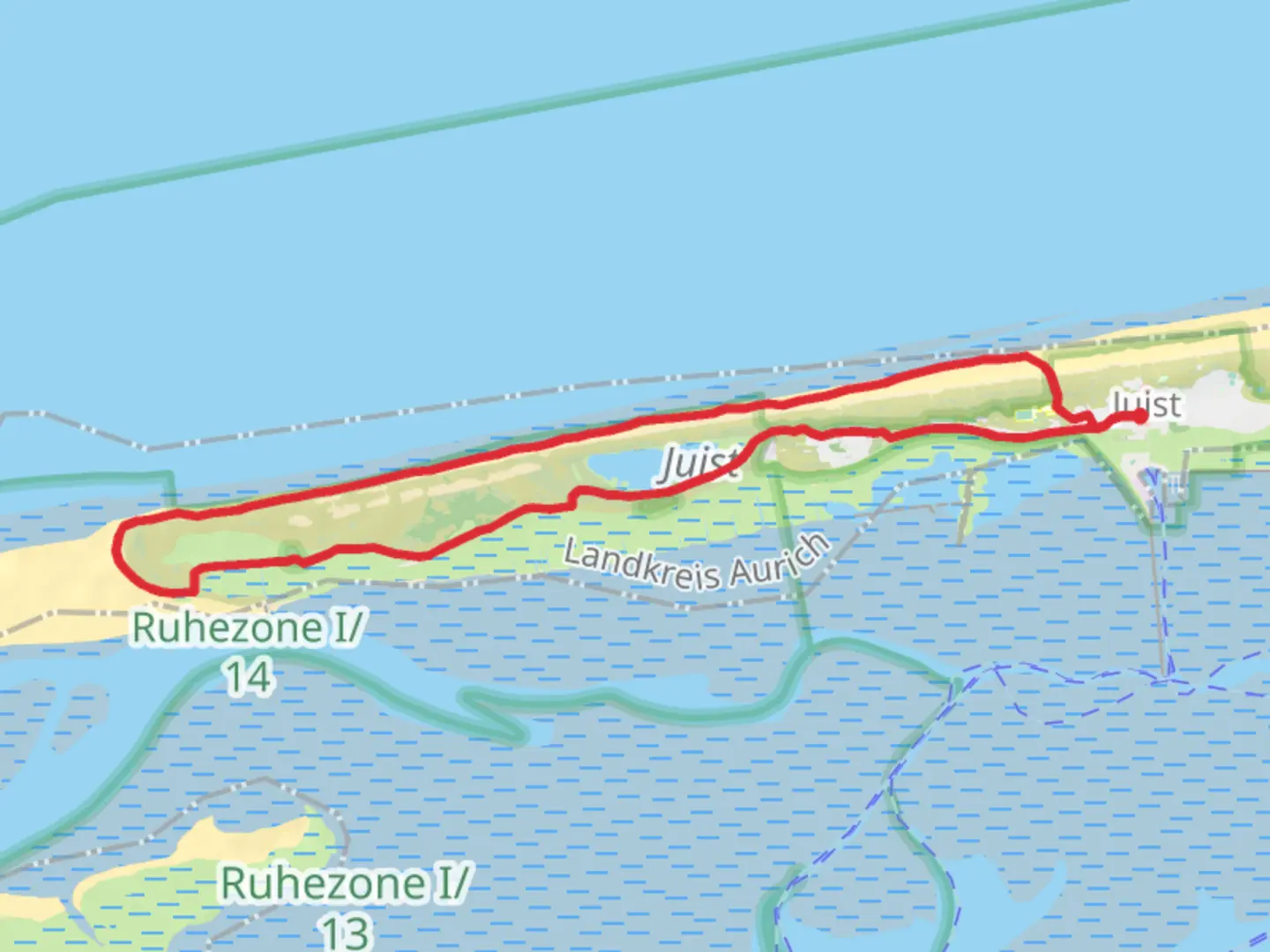 An image depicting the trail Juist Circular Walk and its surrounding area.