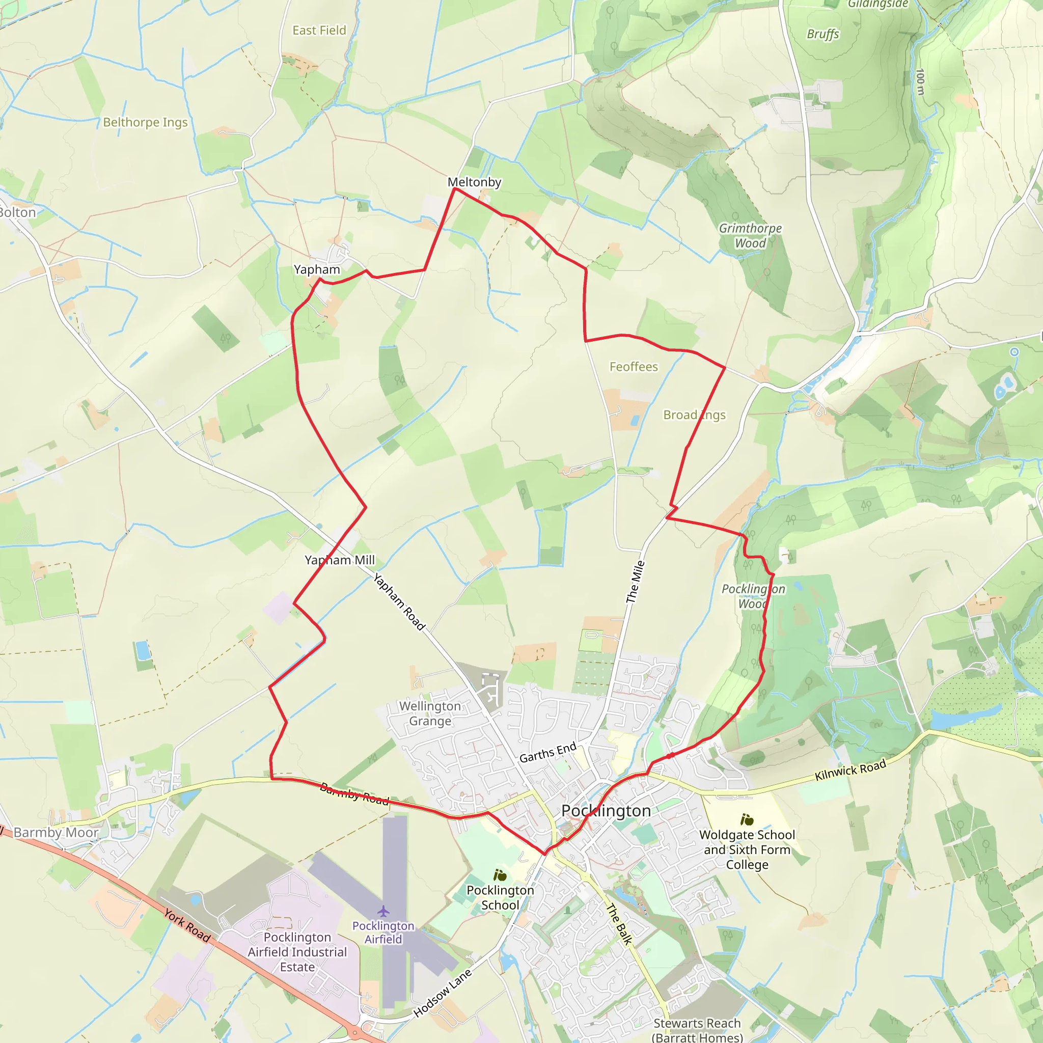 Pocklington Wood and Yapham Country Park mobile static map