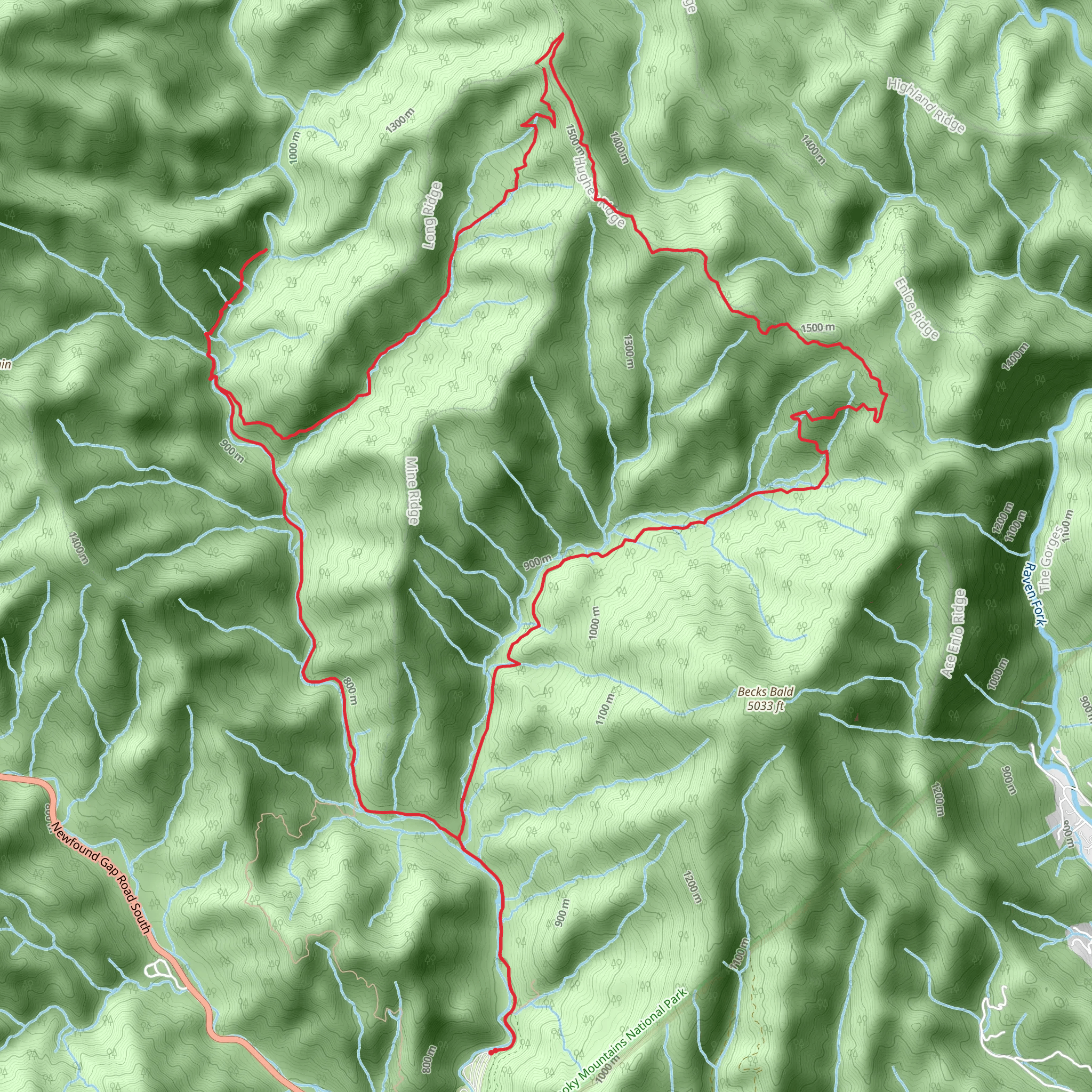 Bradley Fork and Chasteen Creek Loop Trail mobile static map