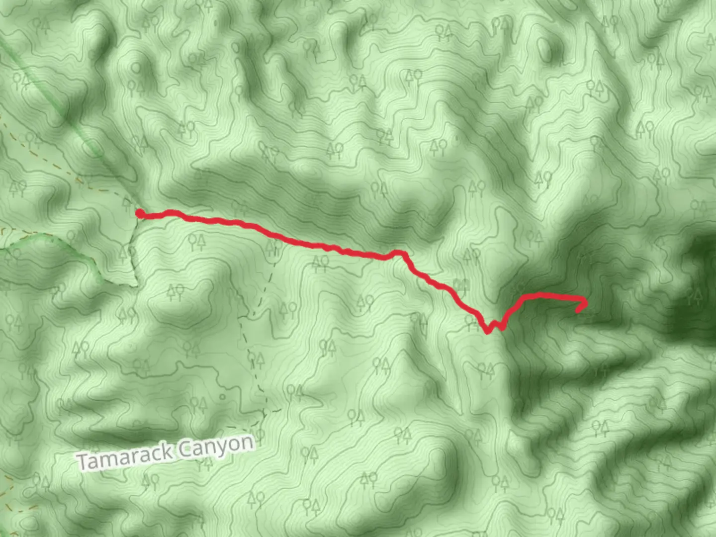 An image depicting the trail Sidehill Springs Trail and its surrounding area.