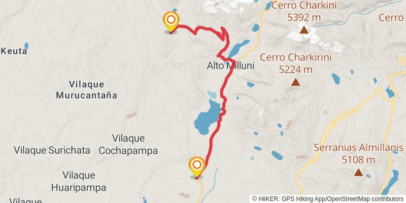 Cordillera Real Traverse stage 12 Map