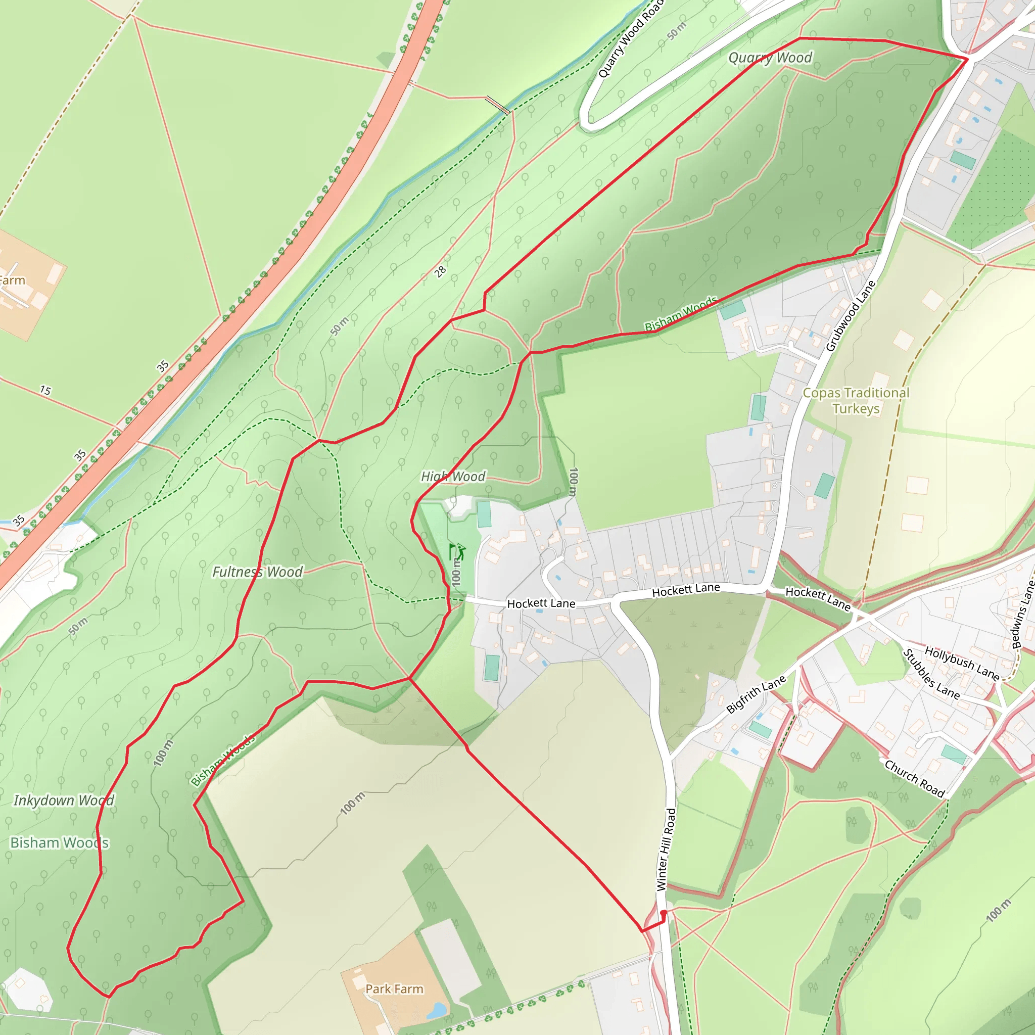 Bisham Woods, Quarry Wood and High Wood Loop mobile static map
