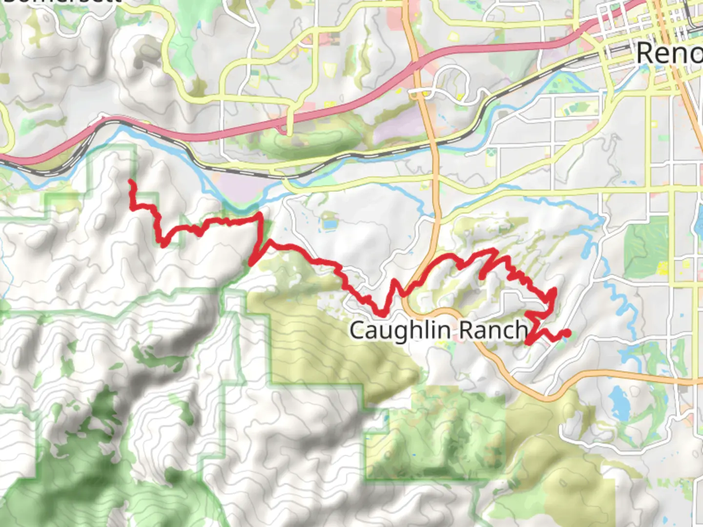An image depicting the trail Steamboat Ditch Trail - Horseman's Park and its surrounding area.