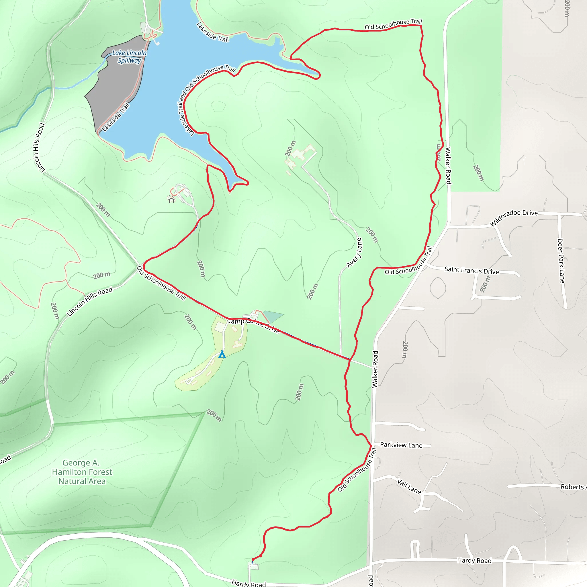Old Schoolhouse Loop Trail mobile static map