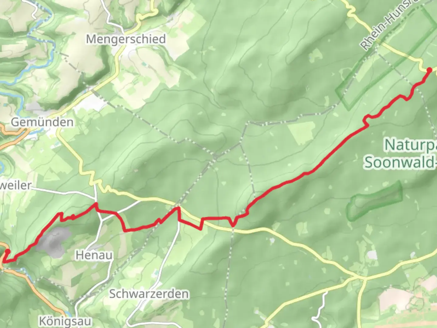 An image depicting the trail Aussichtskanzel Alter Steinbruch, Bergfried Koppenstein and Alteburg via Soonwaldsteig and its surrounding area.