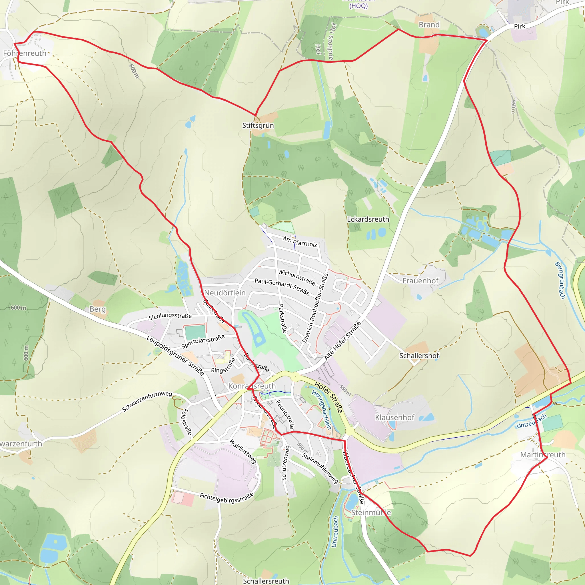 Konradsreuth to Martinsreuth and Fohrenreuth Loop mobile static map