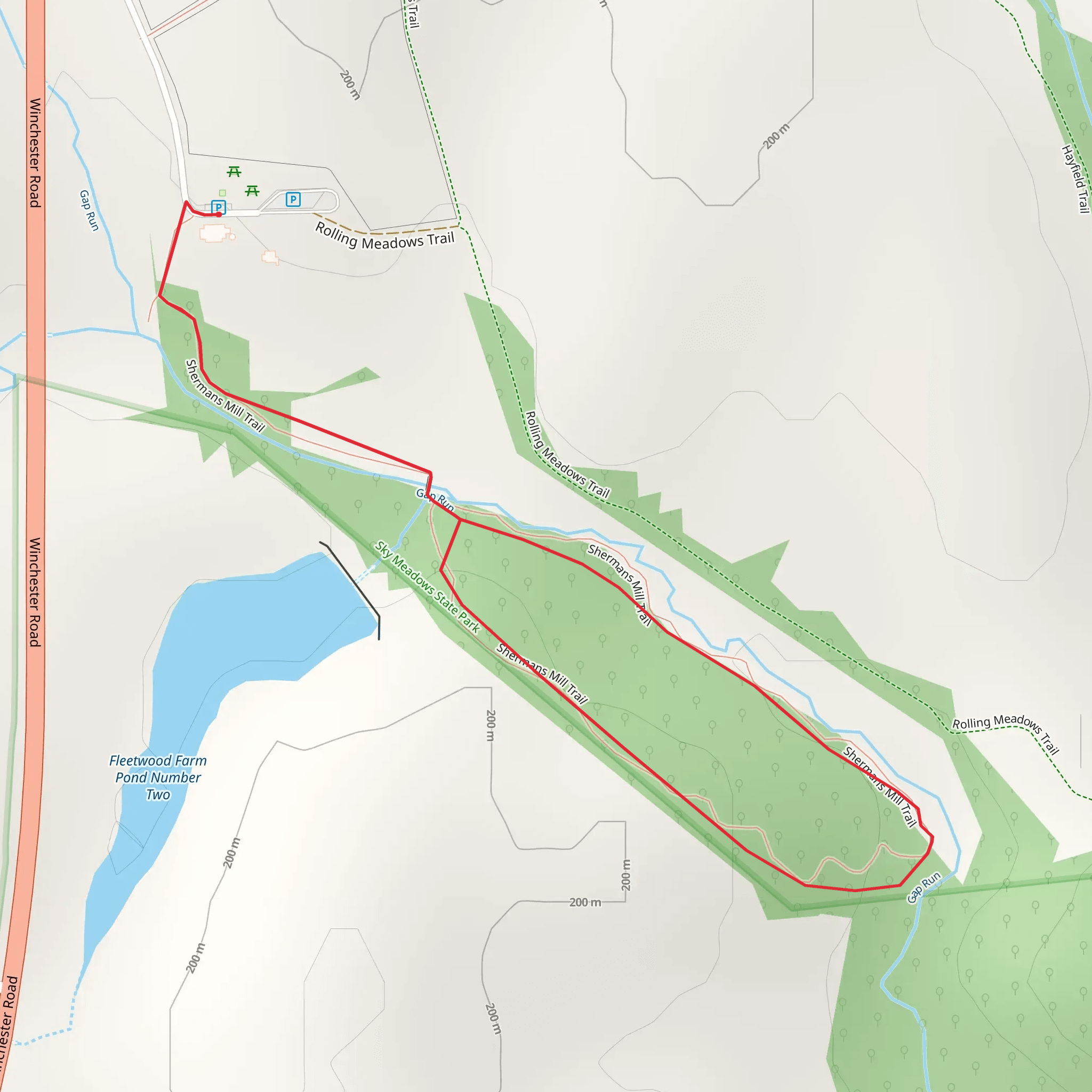 Shermans Mill Loop Trail mobile static map