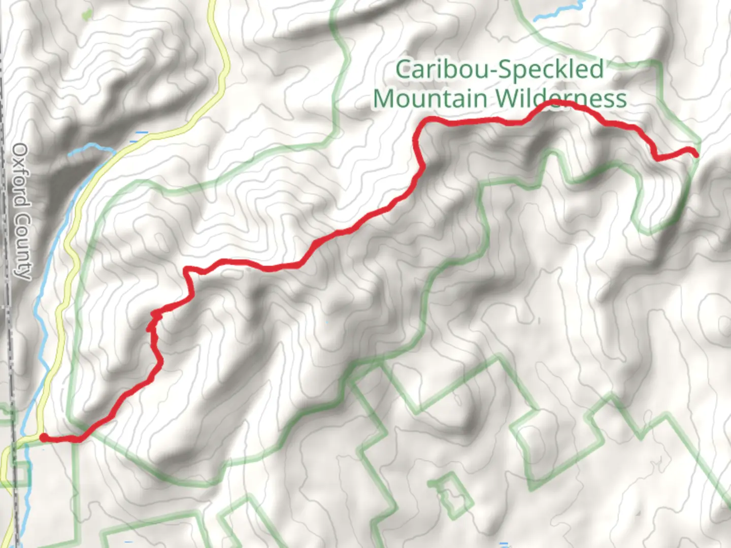 An image depicting the trail Speckled Mountain to Durgin Mountain to Red Rock Mountain and its surrounding area.