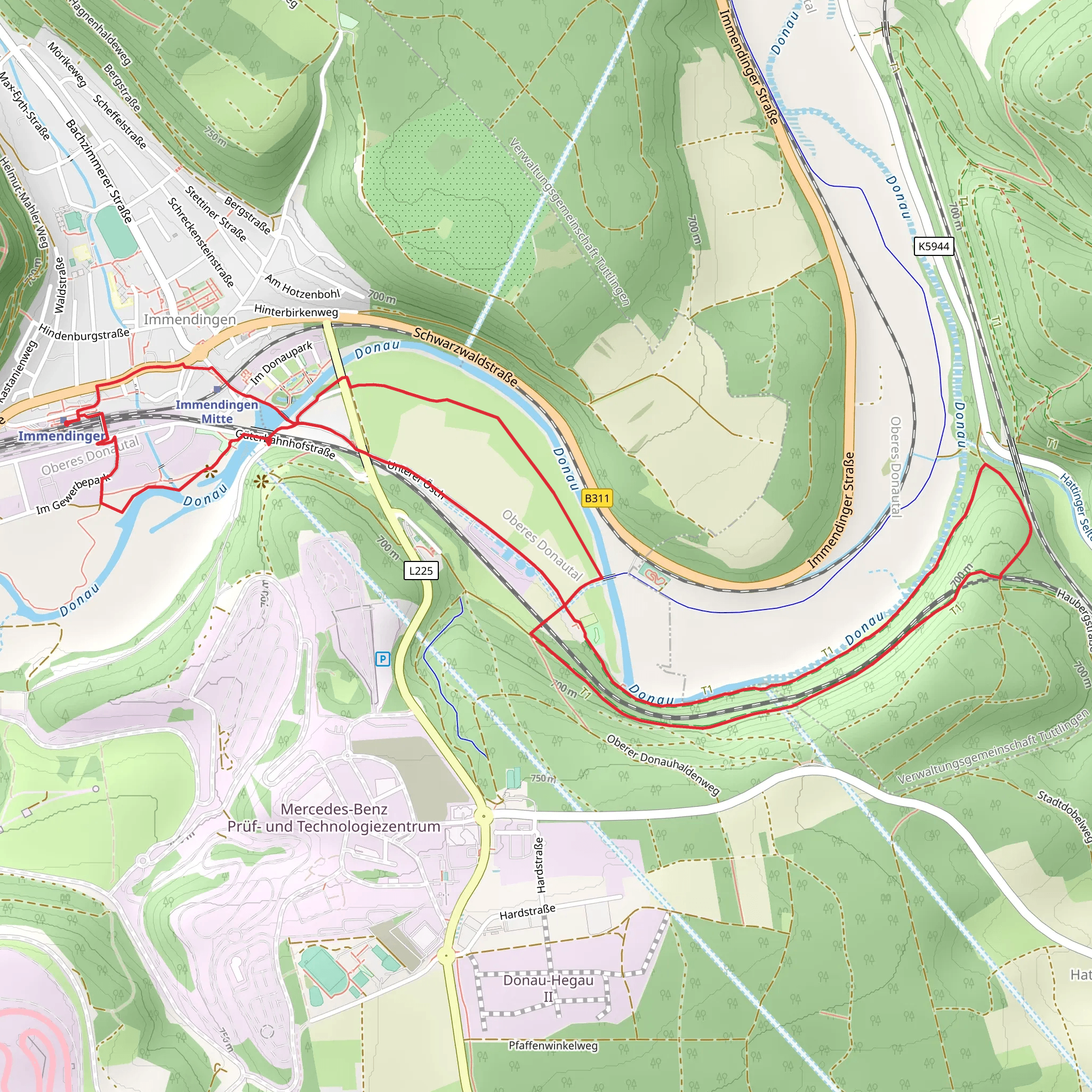 Donau via Schwarzwald jura Bodensee Weg mobile static map