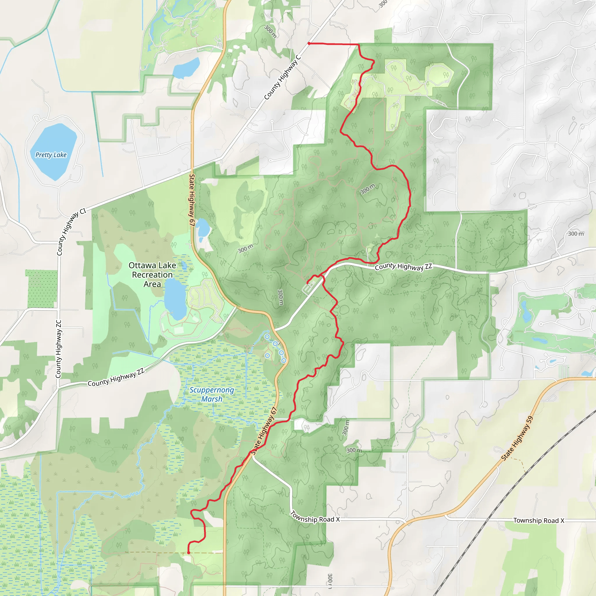 Ice Age Trail - County Highway C mobile static map