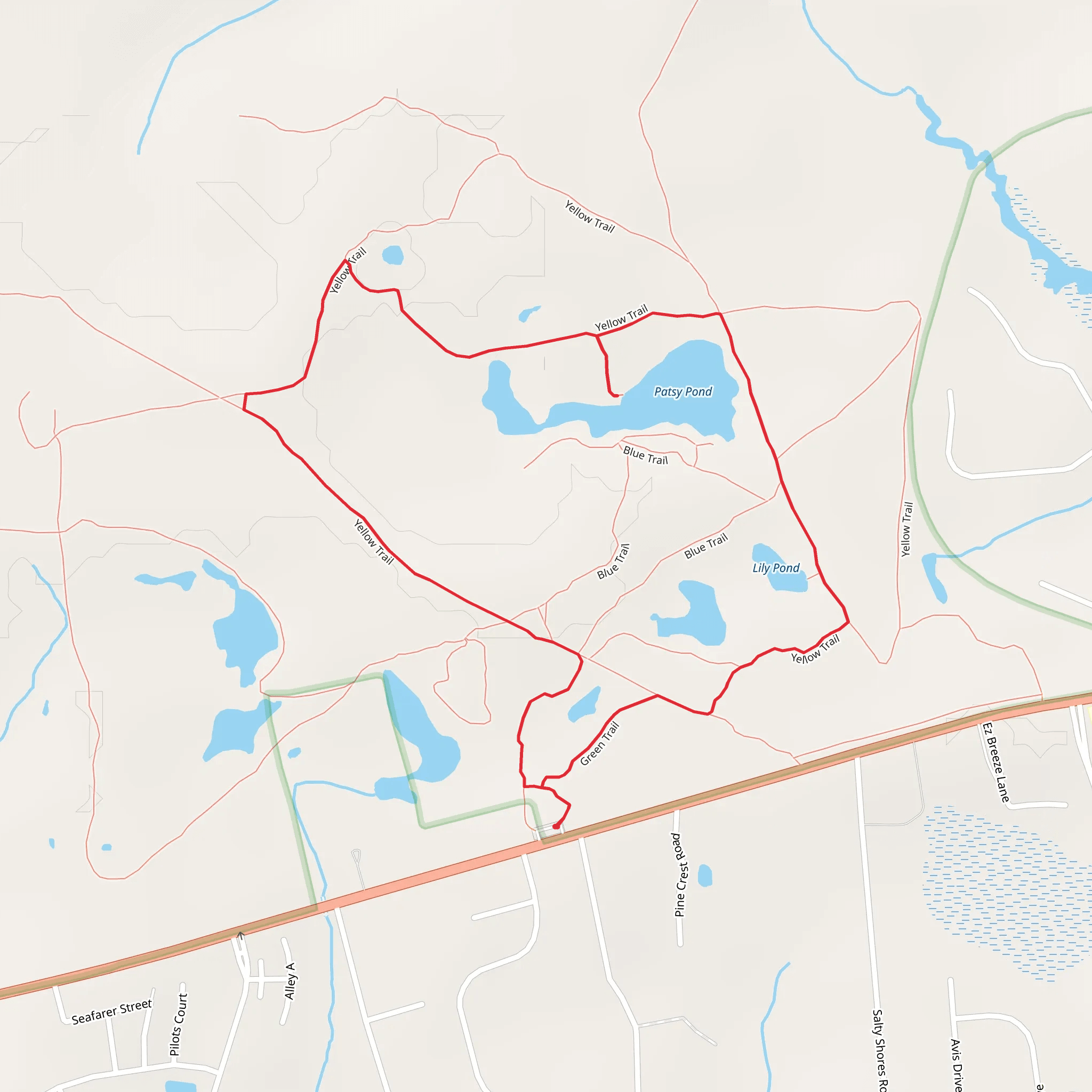 Patsy Pond Yellow Trail mobile static map