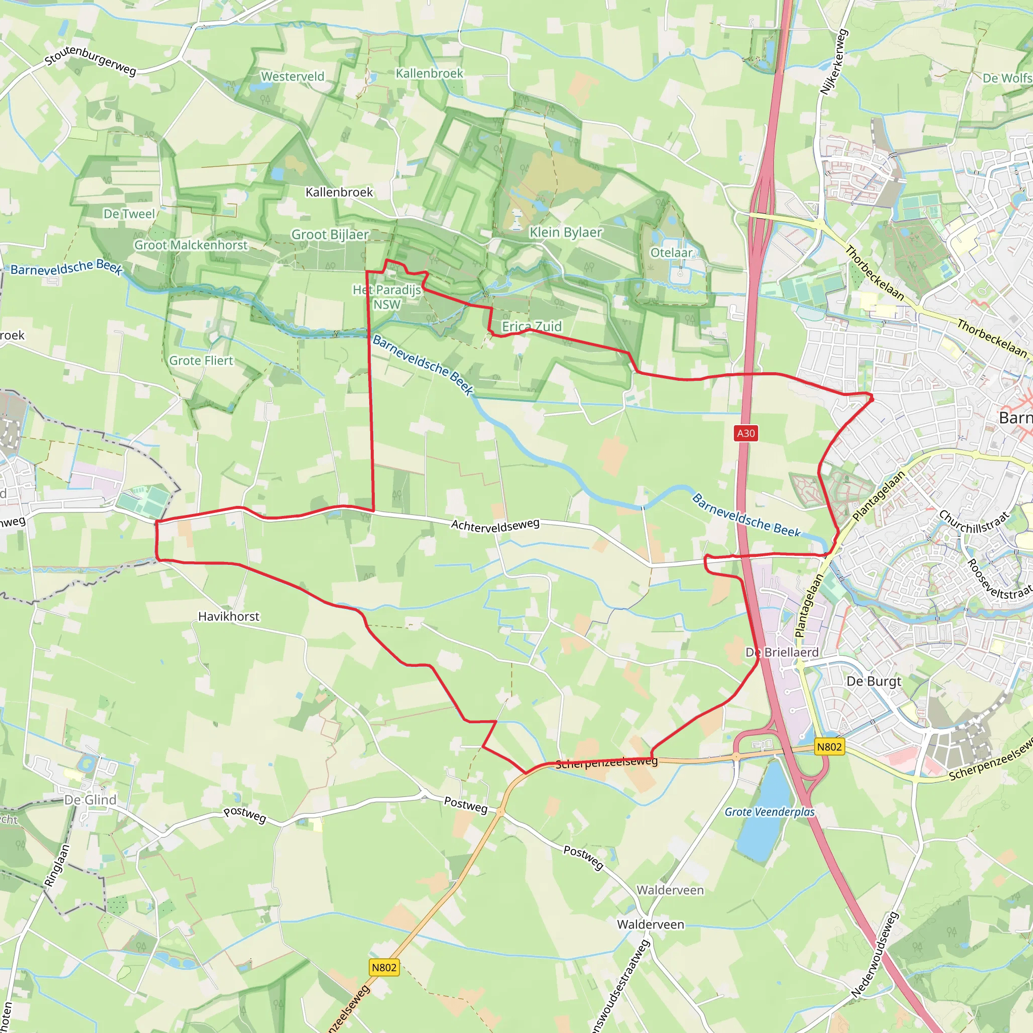Achterveldse Weg via Erica Zuid mobile static map