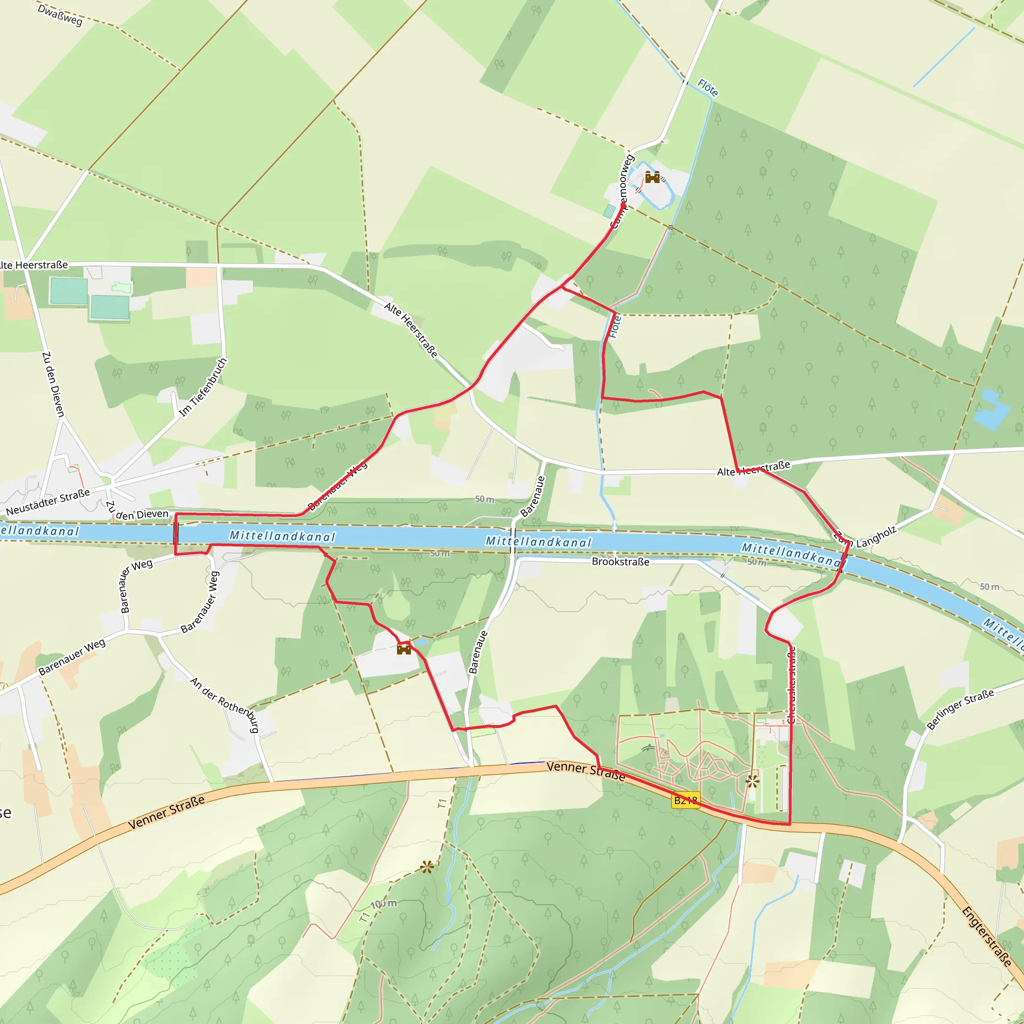 Mittellandkanal and Schloss Neubarenaue via Diva Walk mobile static map