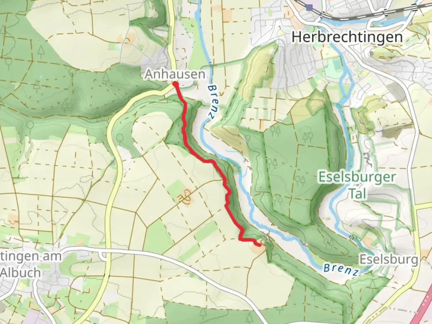 An image depicting the trail Falkenstein Walk via Kapellenweg and its surrounding area.