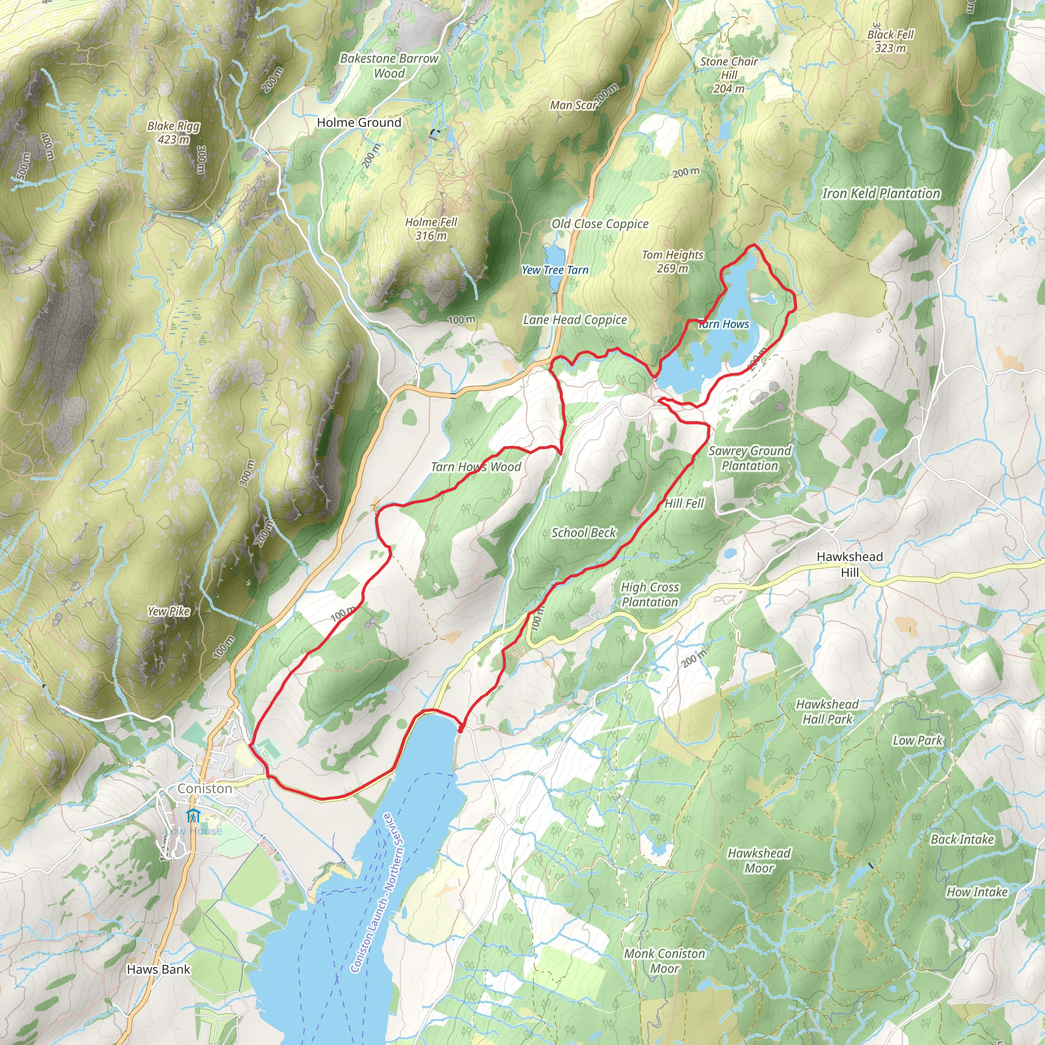 Tarn Hows Loop from Coniston Water mobile static map