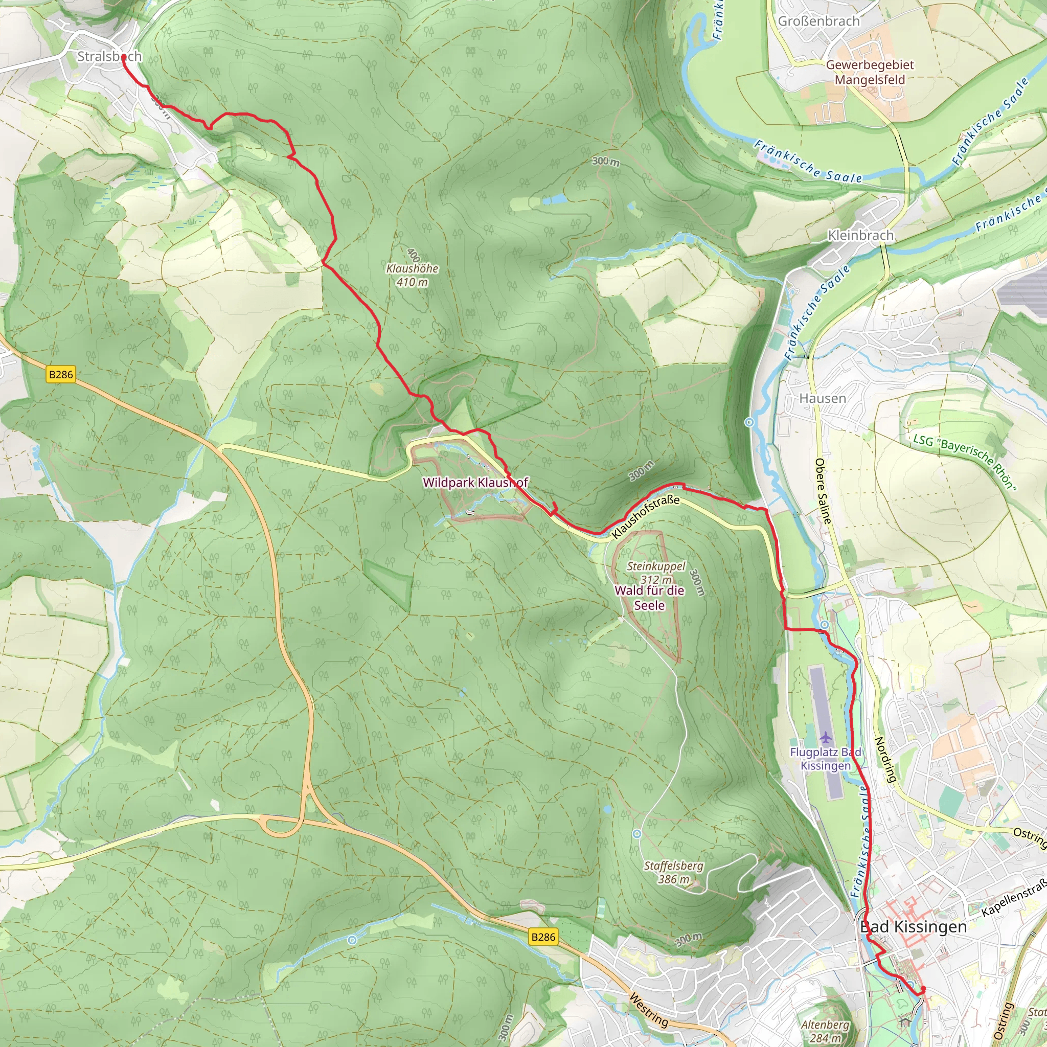 Bad Kissingen to Stralsbach Walk via Luitpoldeiche mobile static map