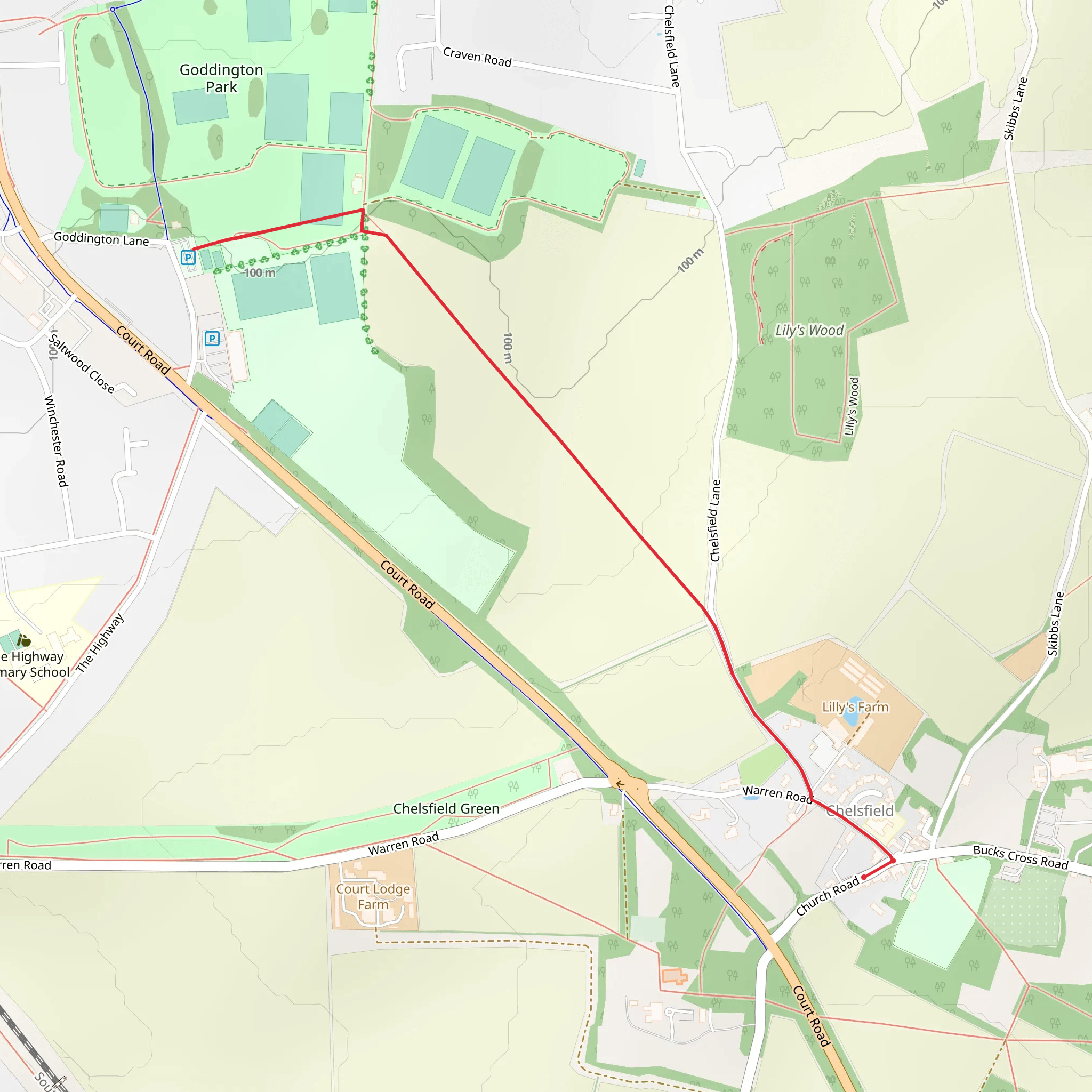 Goddington Park Walk mobile static map