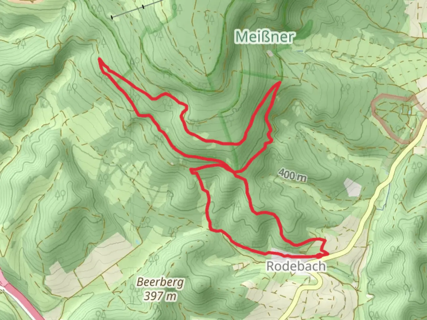 An image depicting the trail Rodebach Loop and its surrounding area.