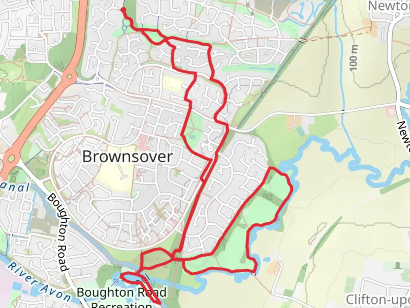 An image depicting the trail Criss Cross Park and River Avon via Great Central Walk and its surrounding area.