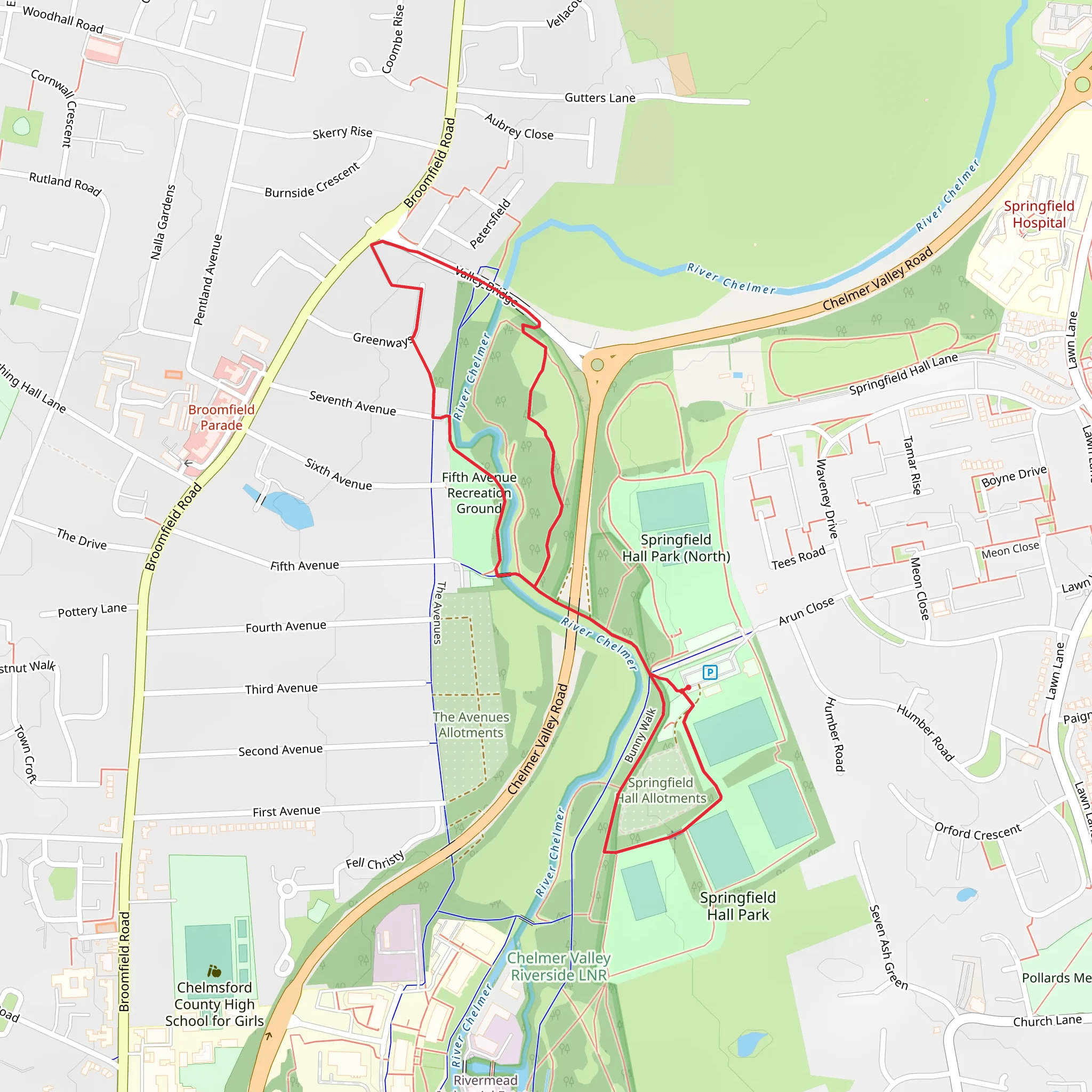 Bunny Walk and River Chelmer Loop mobile static map