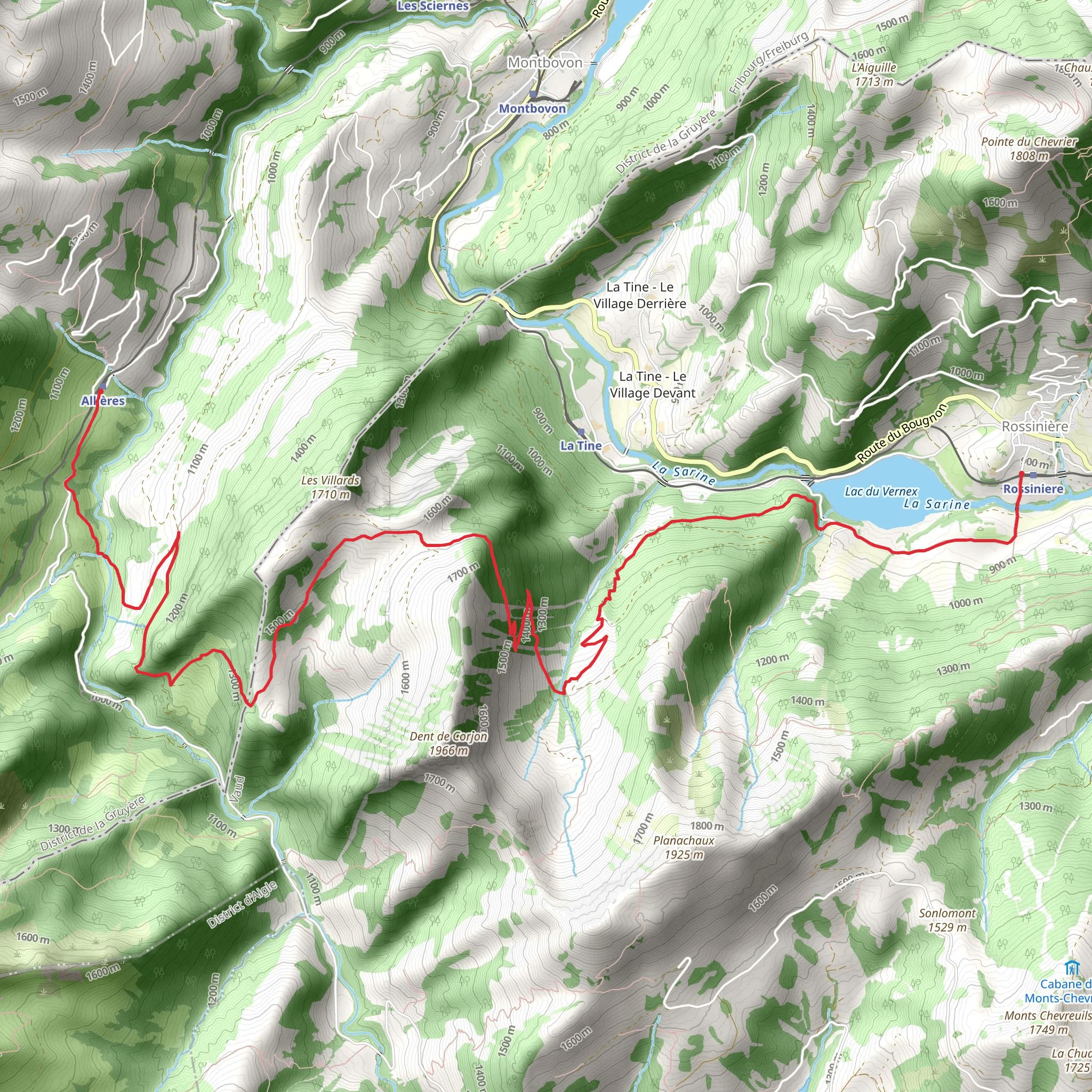 Rossinière - Allières Trail mobile static map