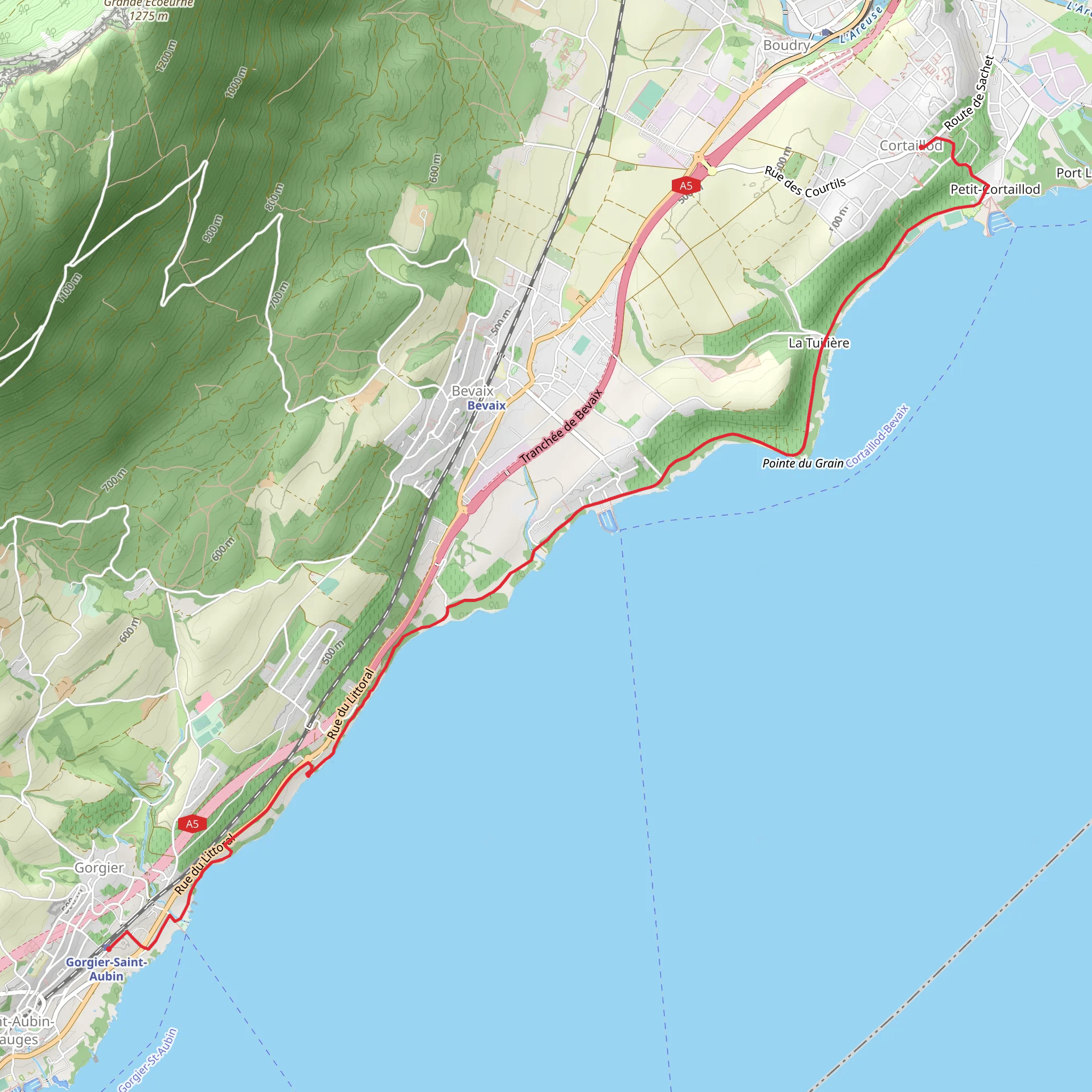 Lake Neuchâtel Lake Route mobile static map