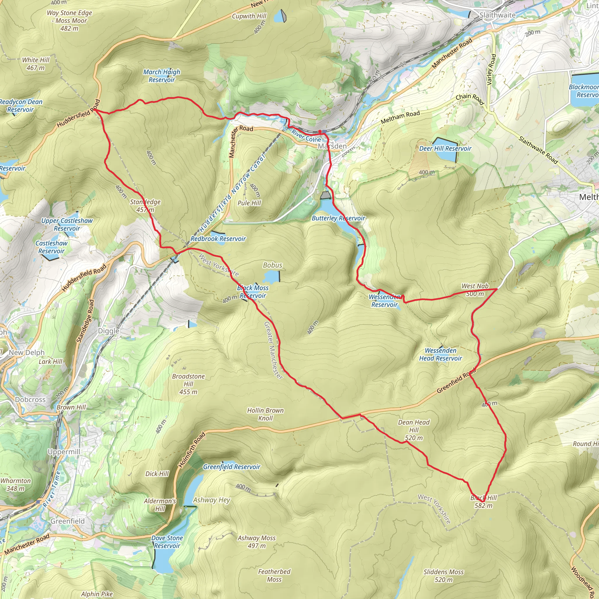 Cuckoo Walk and Bacon Butties from Marsden mobile static map