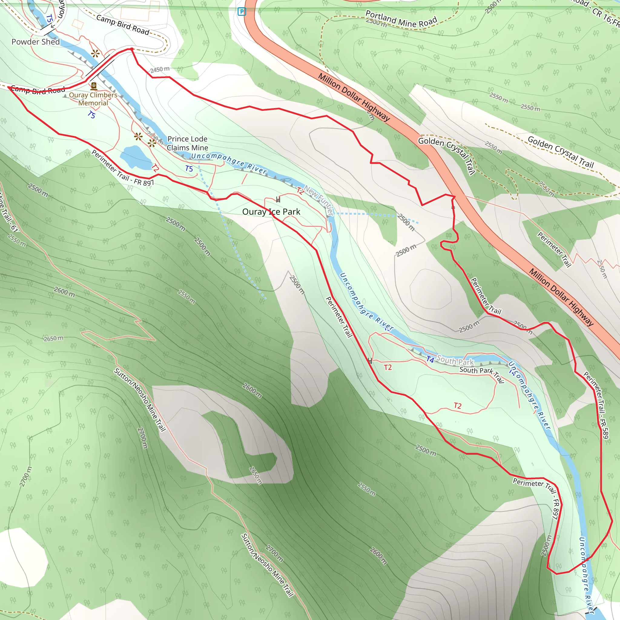 Ice Park Loop Trail mobile static map