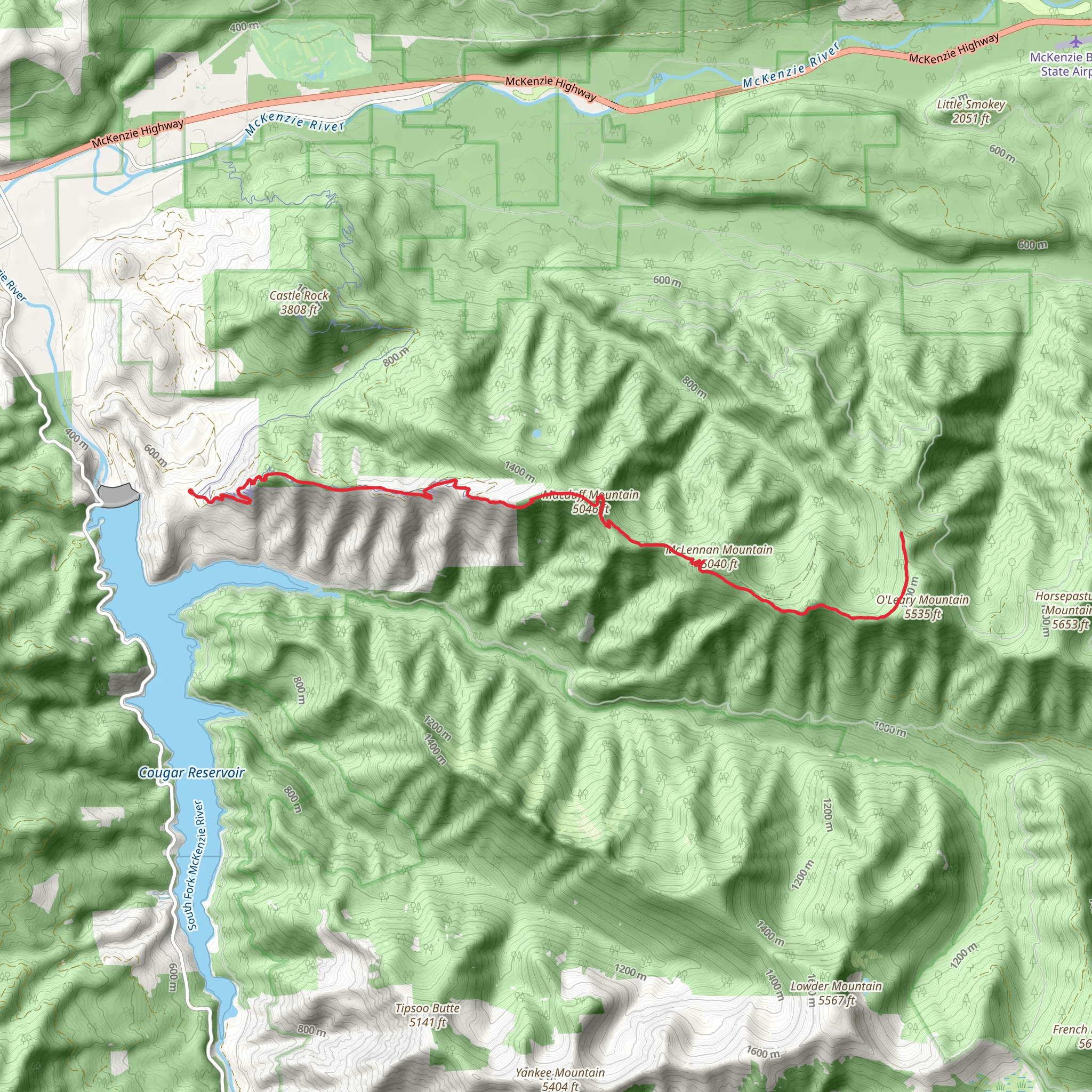 O'Leary Mountain Trail mobile static map