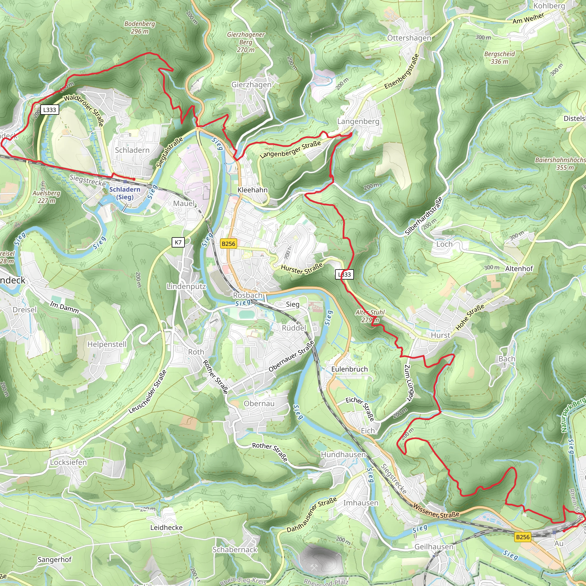 Schladern to Au Walk mobile static map