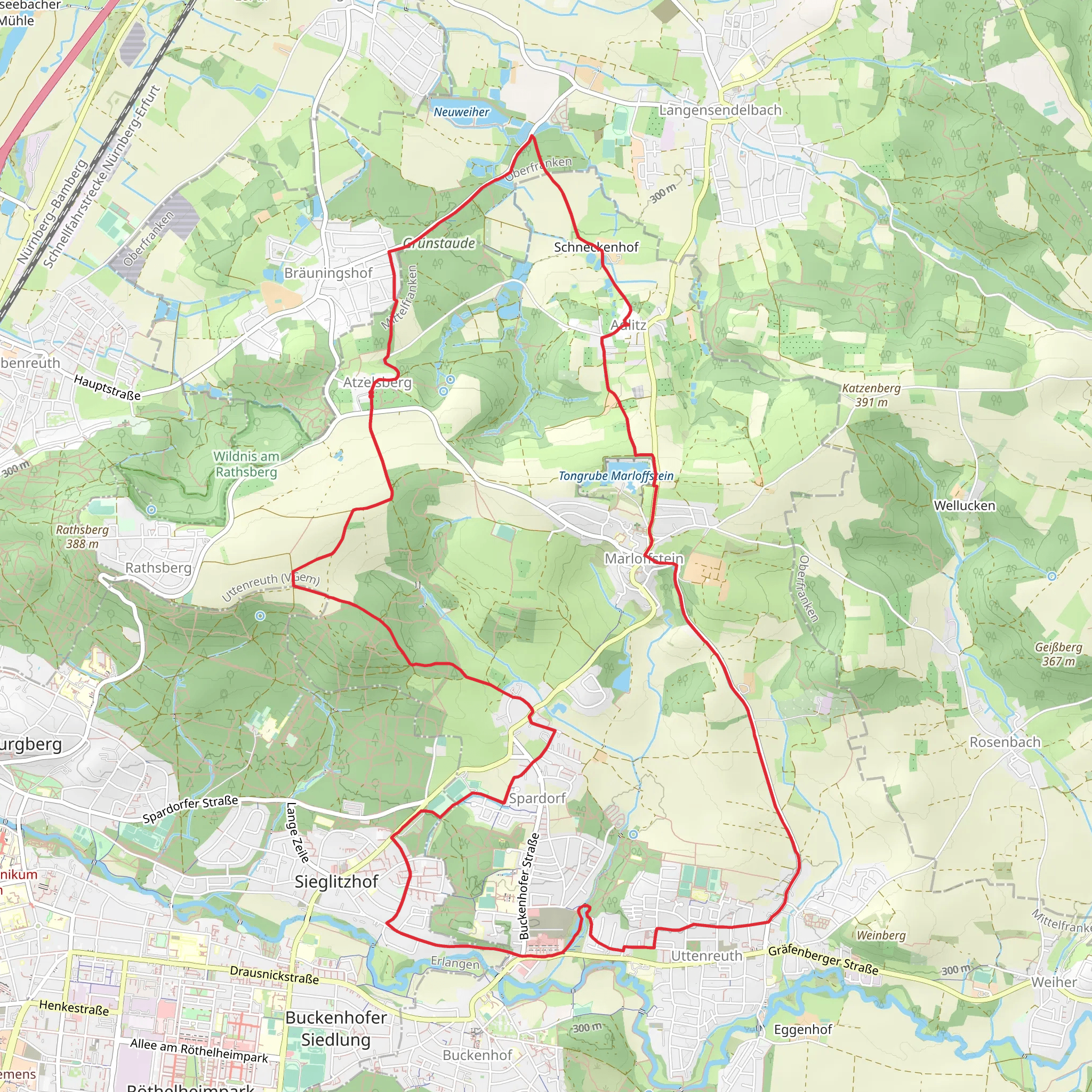 Altzelsberg and Uttenreuth Loop mobile static map