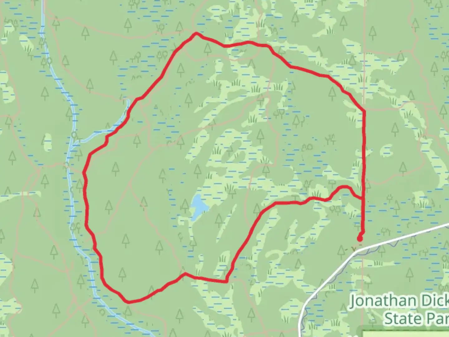 An image depicting the trail Red Trail - Eeagle View Loop and its surrounding area.