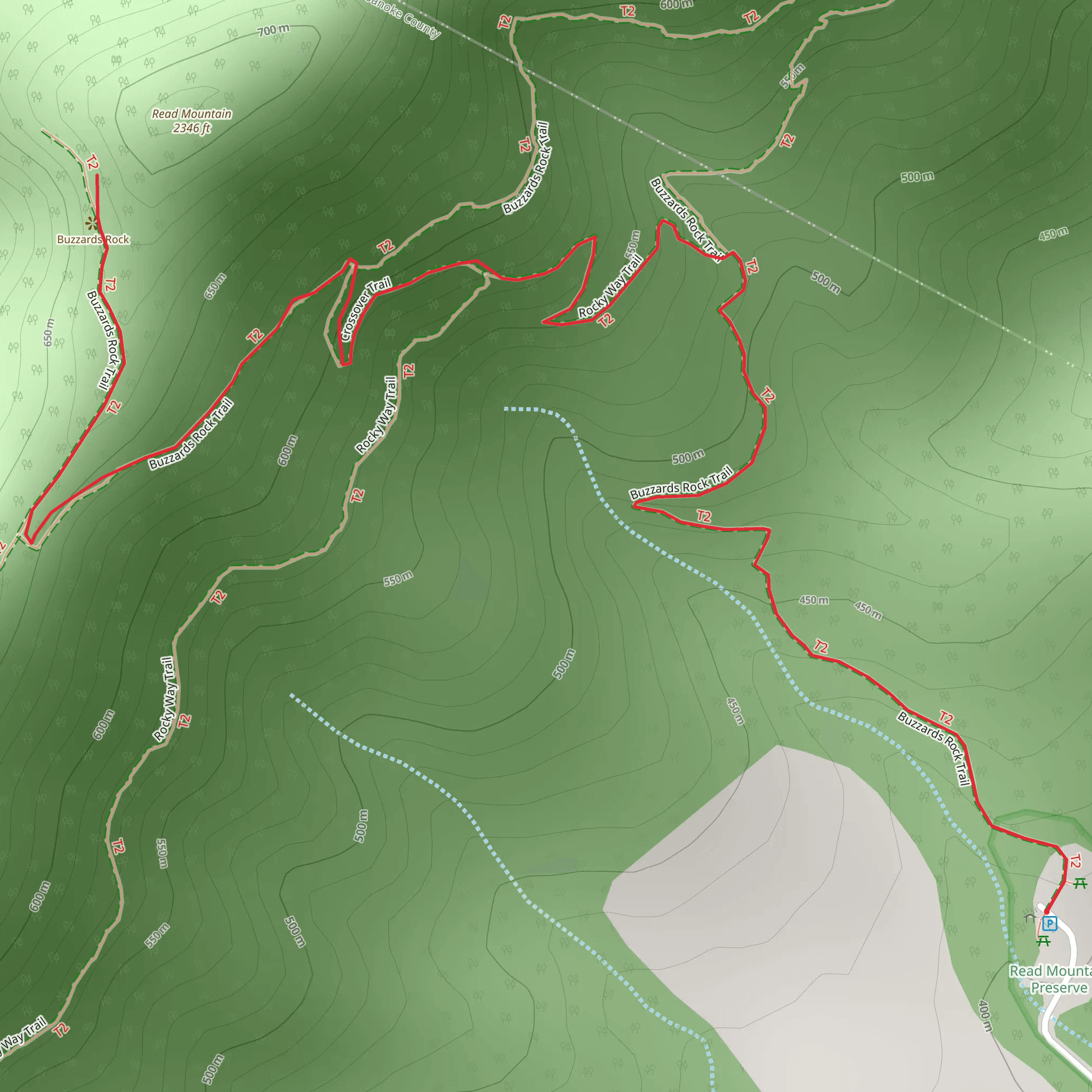 Read Mountain - Buzzards Rock Trail mobile static map