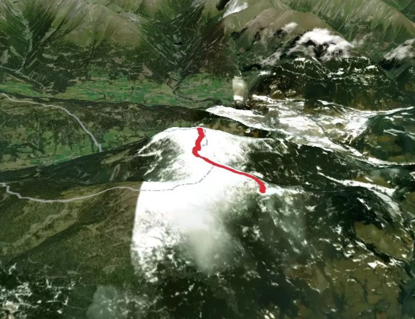 An image depicting the trail Gstoder Peak and its surrounding area.