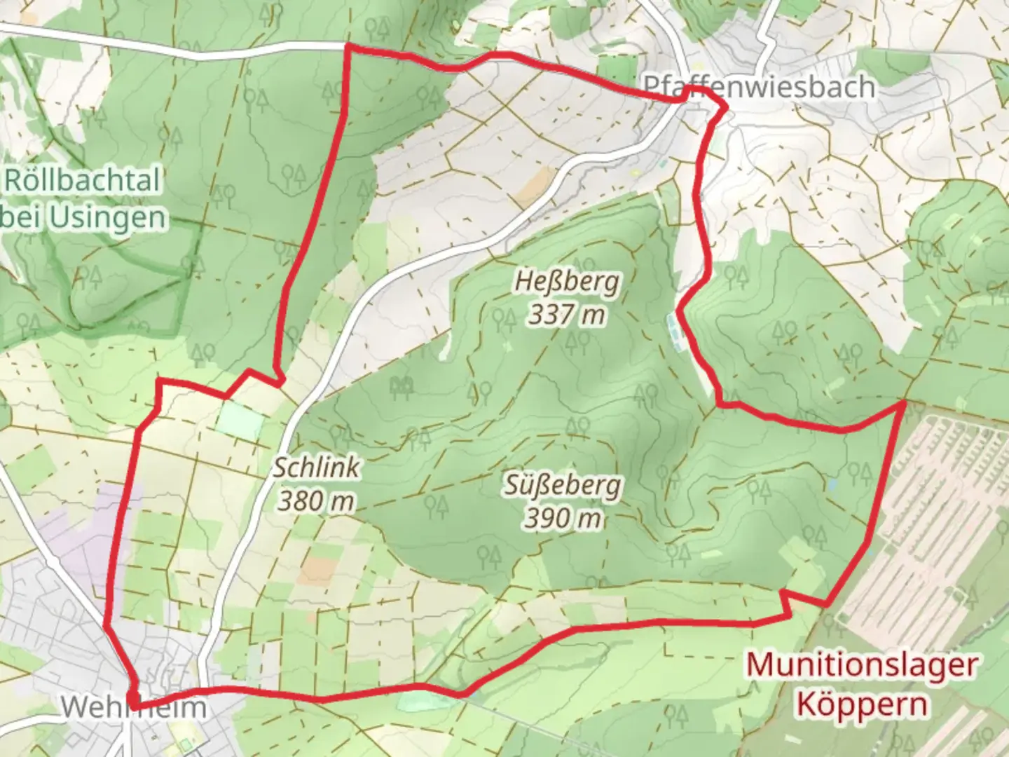 An image depicting the trail Wehrheim Circle and its surrounding area.