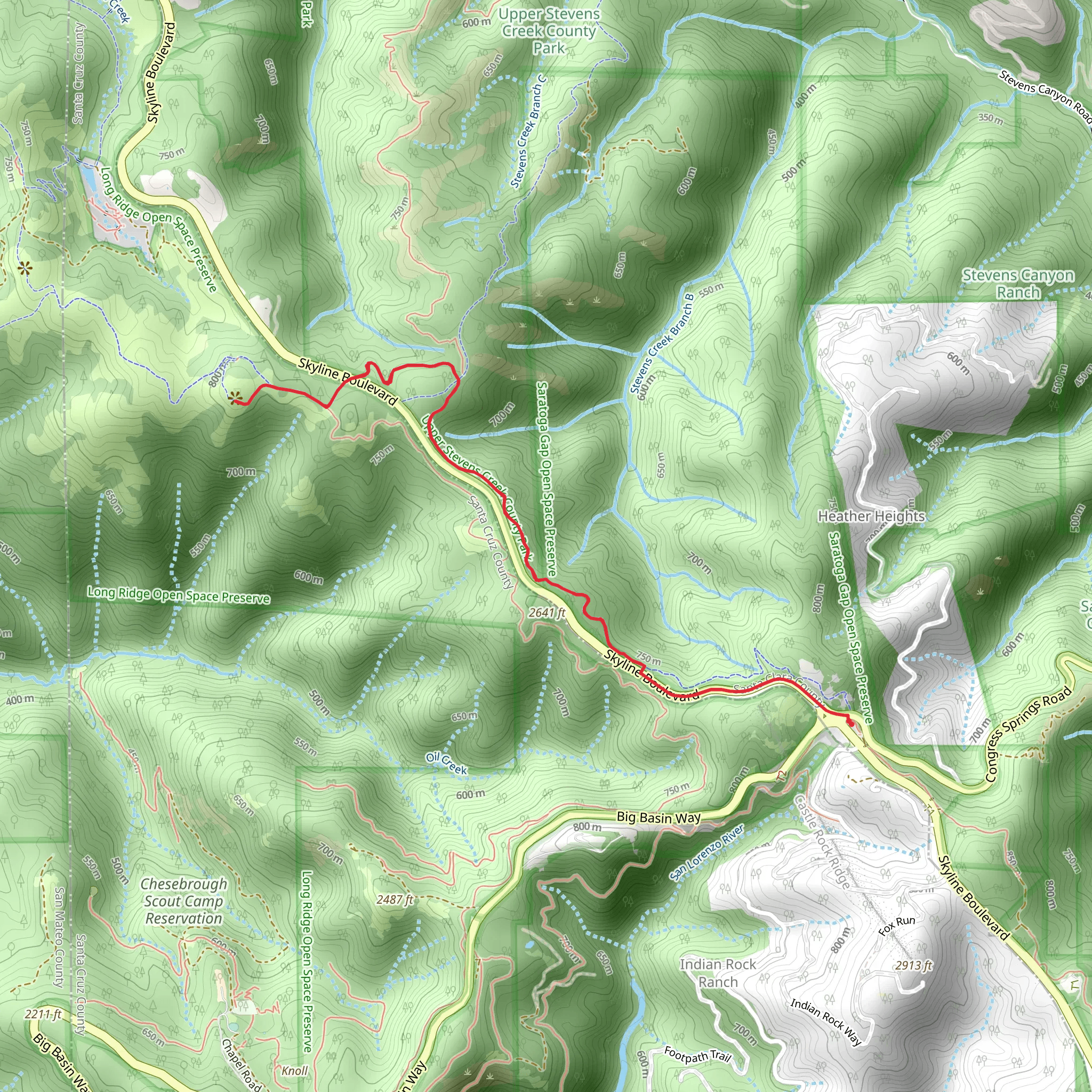 Turtle Rock via Saratoga Gap Trail mobile static map