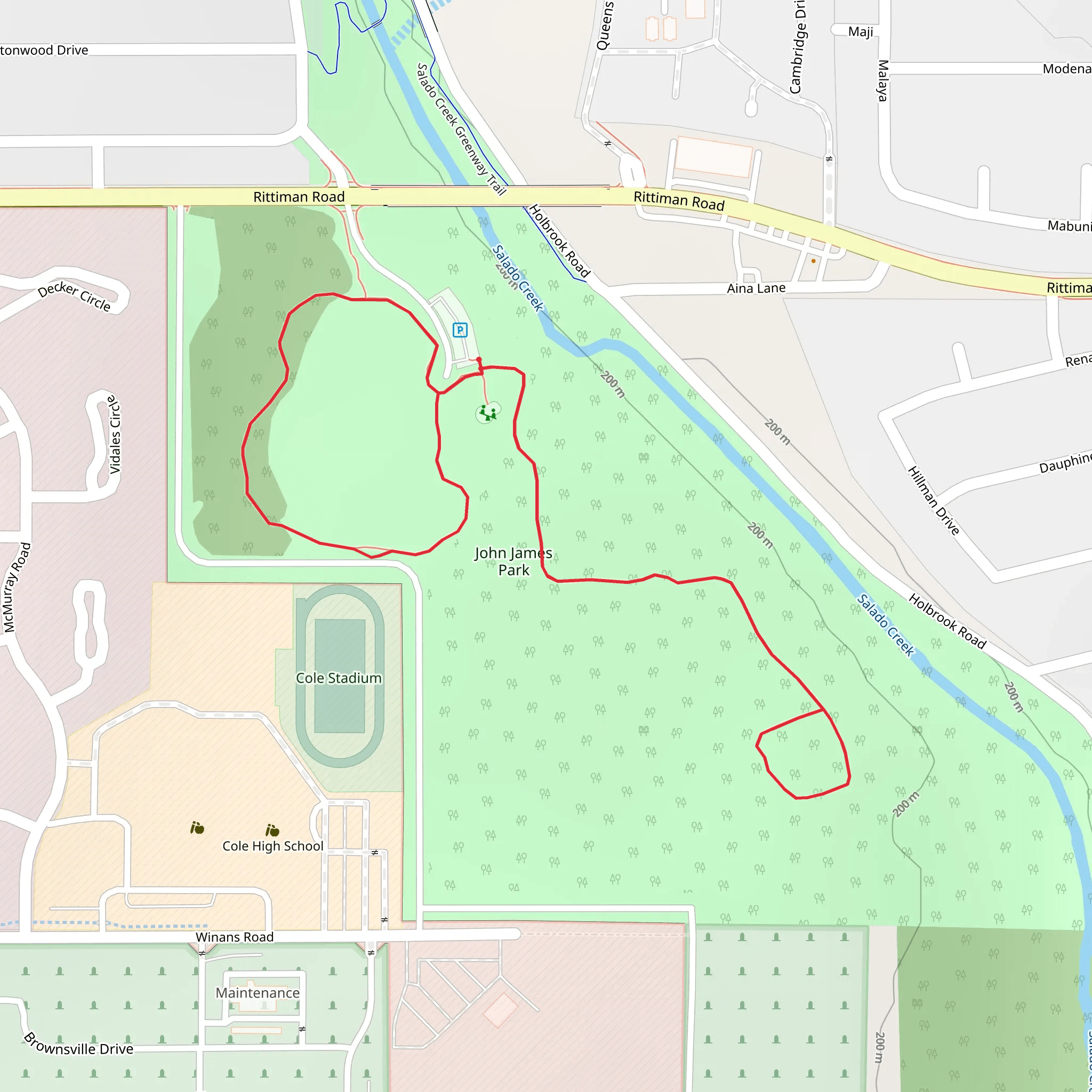 John James Park Walk mobile static map