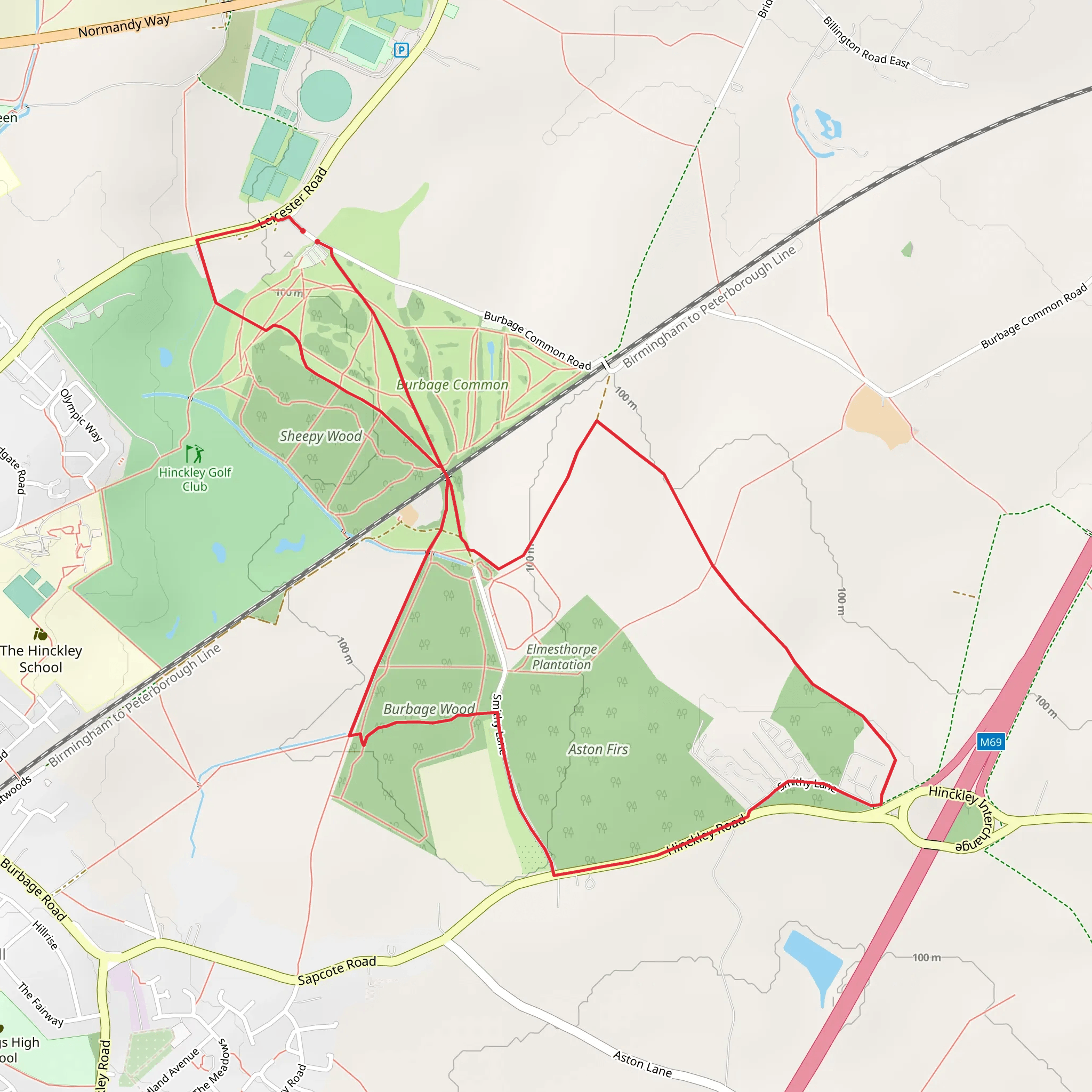 Burbage Common Loop mobile static map