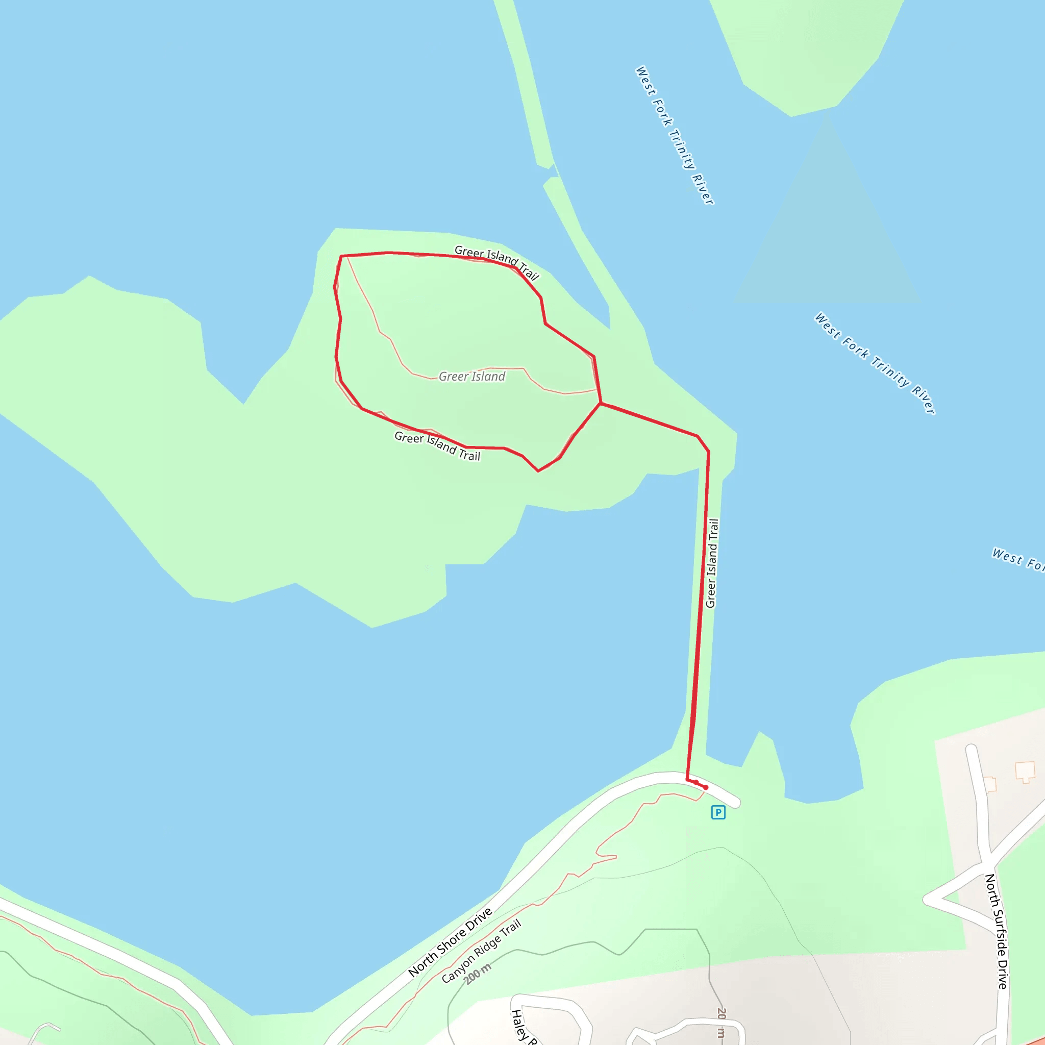 Greer Island Loop Trail mobile static map