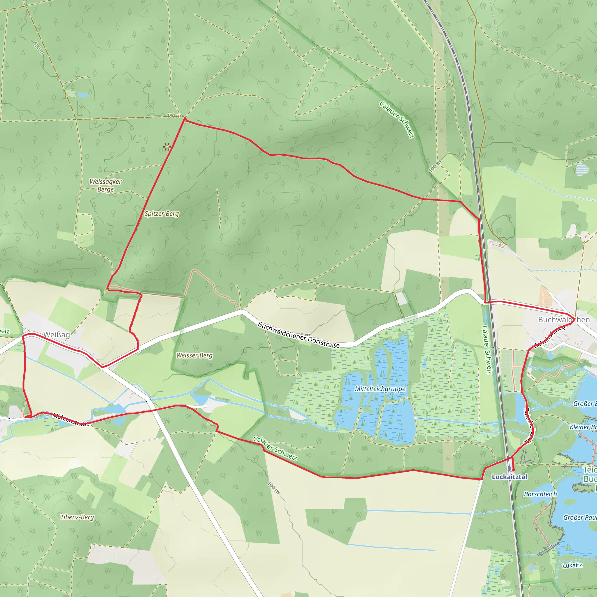 Buchwäldchen and Weißag Loop via Mittelteichgruppe mobile static map