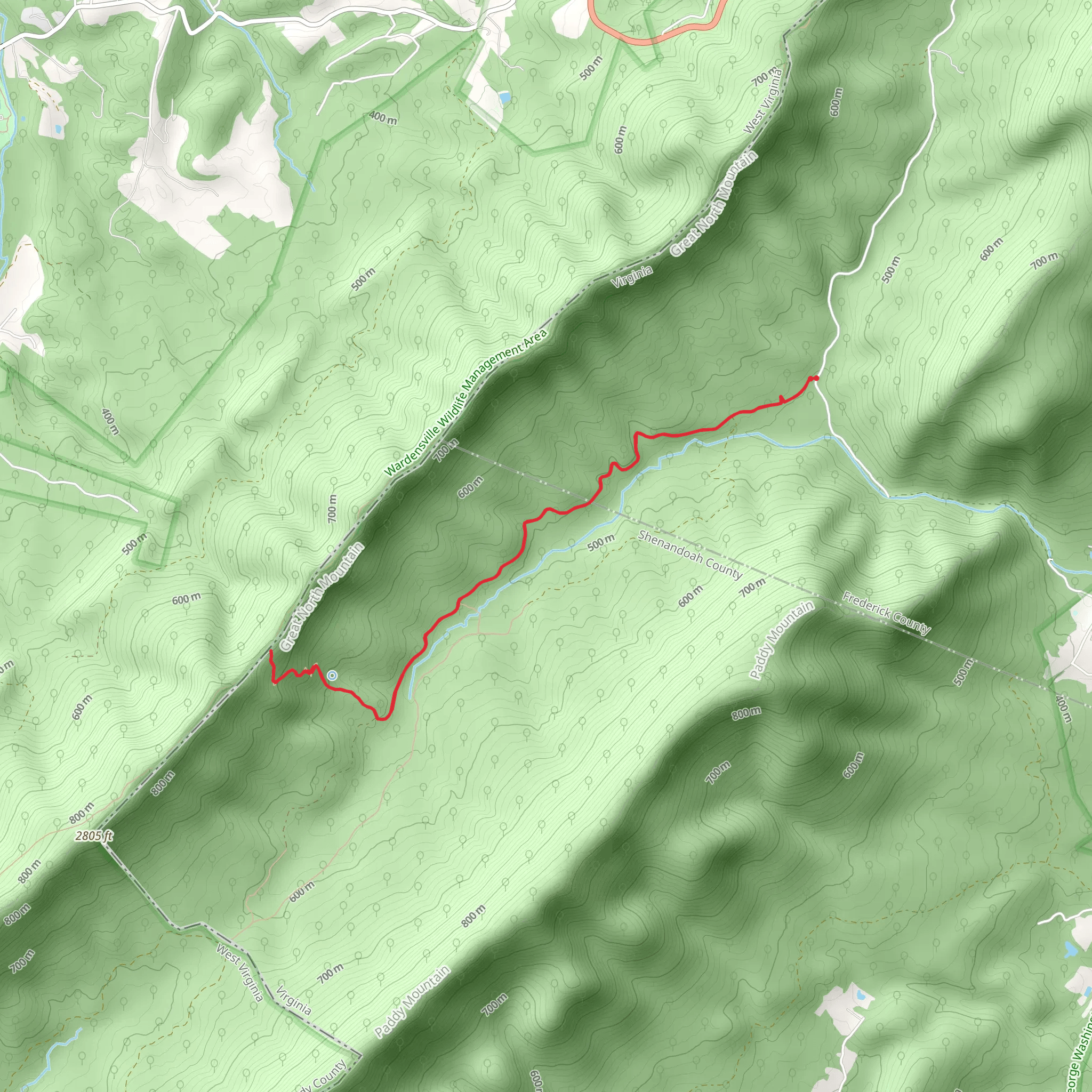 Gerhard Shelter Trail Out and Back mobile static map