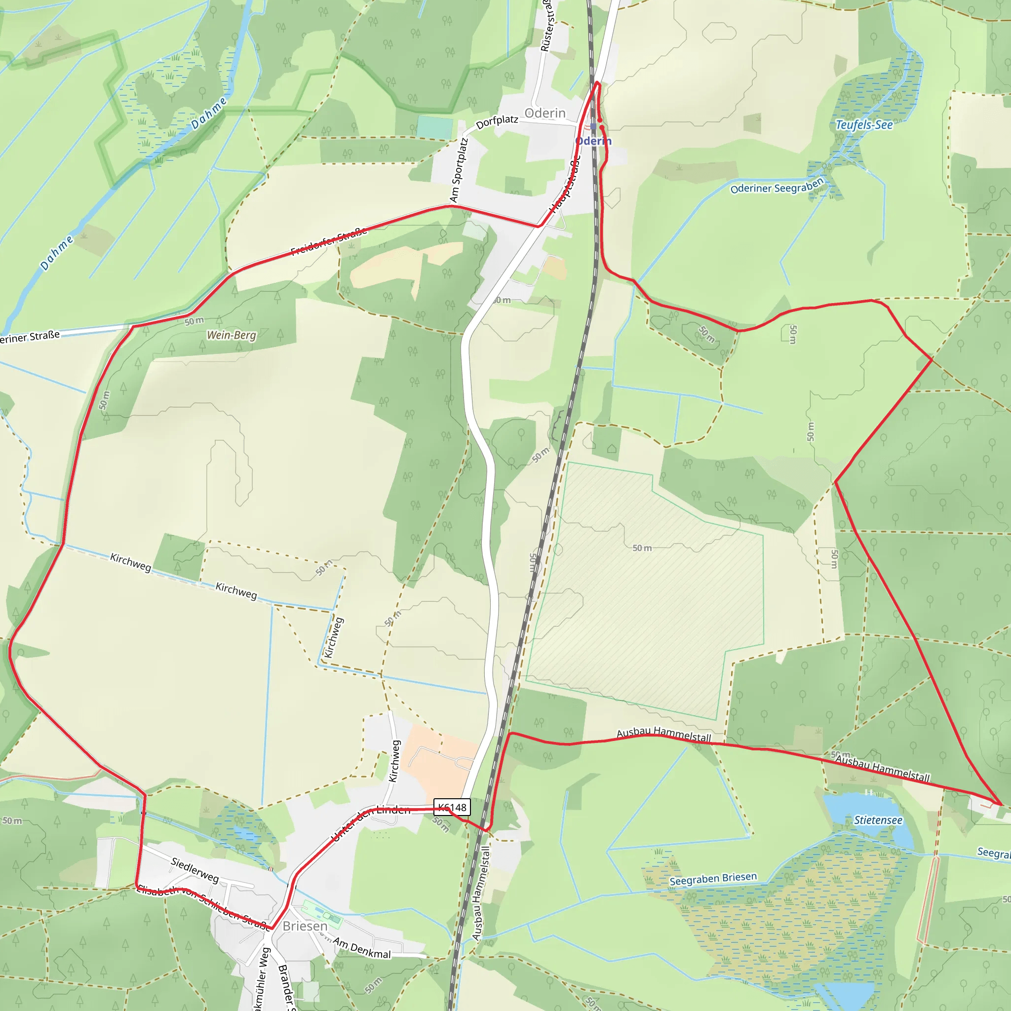 Oderin to Briesen Loop mobile static map