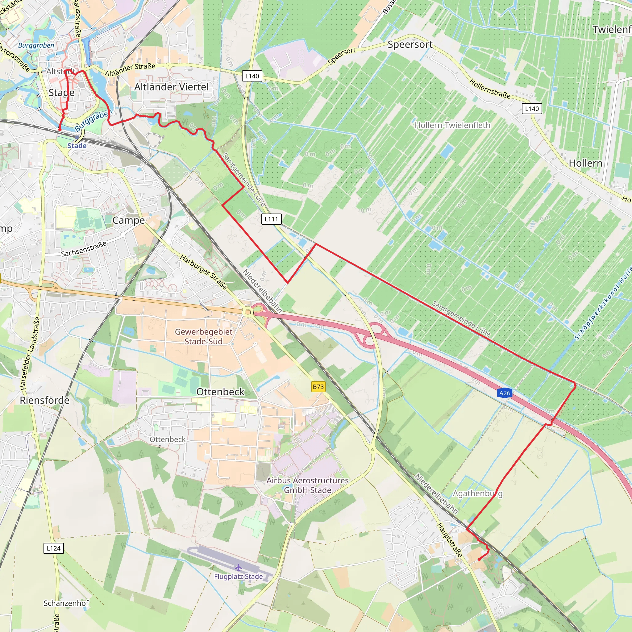 Stade to Agathenburg Walk mobile static map