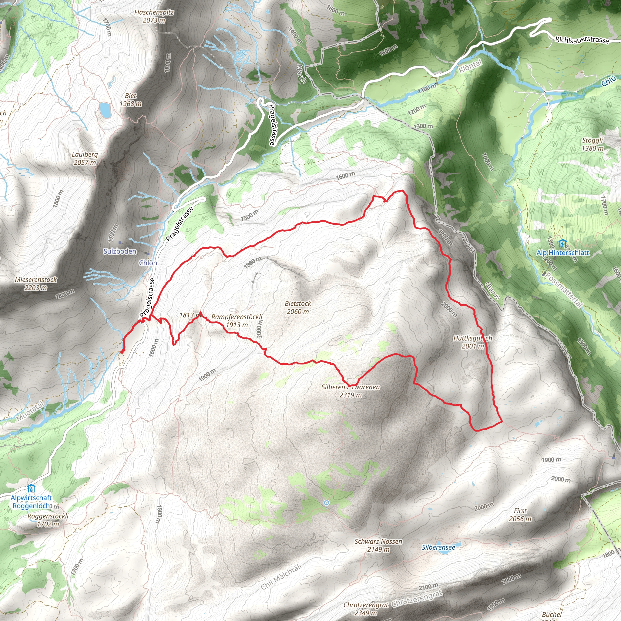 Pragelpass Loop Trail mobile static map
