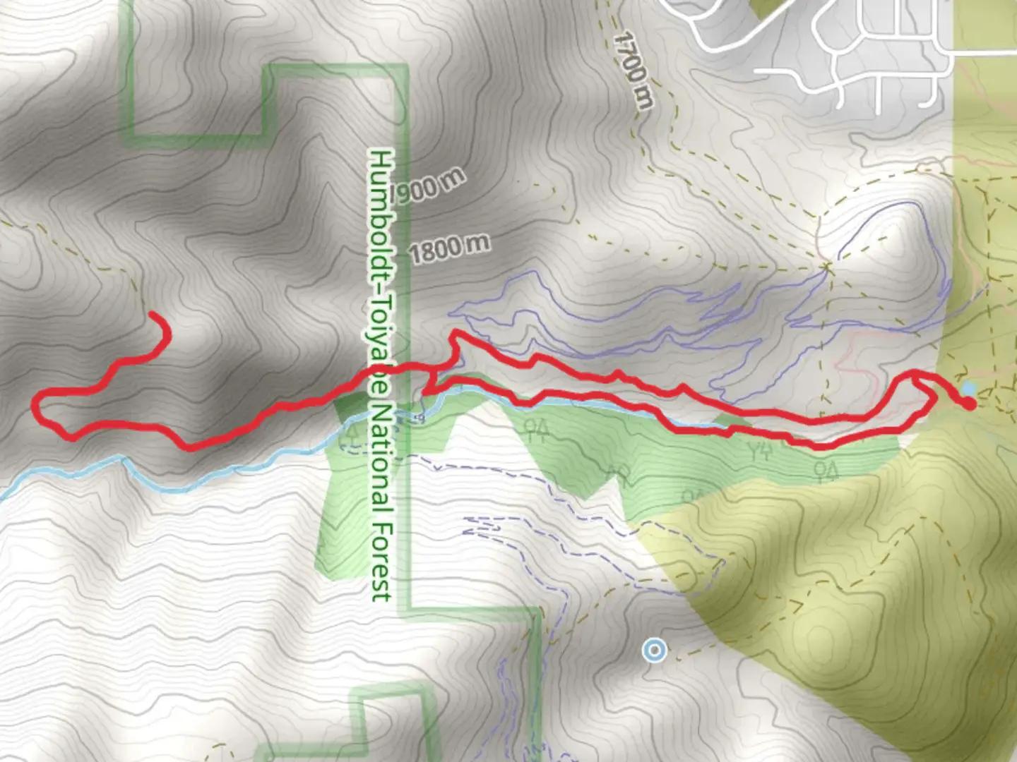 An image depicting the trail Creek Trail and Ash Canyon Road Loop and its surrounding area.