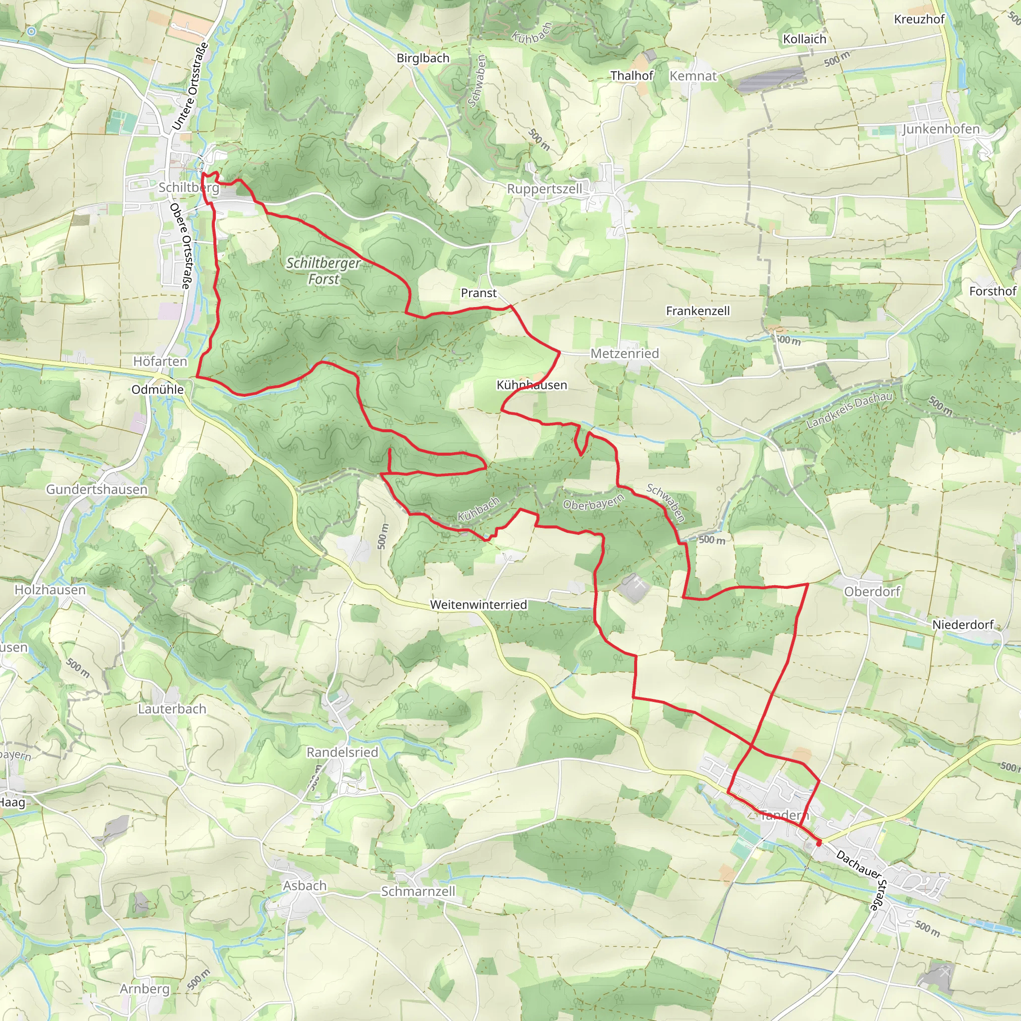 Tandern to Schiltberg Loop via Schiltberger Forst mobile static map
